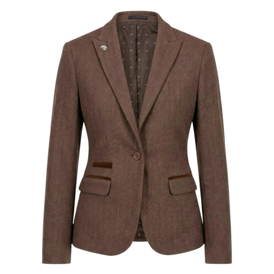 Truclothing Women's Imw-02 - Oak Tweed Herringbone Blazer Waistcoat - Uk 20 - Blazer