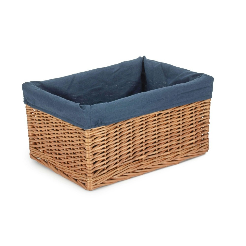Rackhams Red/White Double Steamed Navy Cotton Lined Willow Storage Baskets - Extra Large