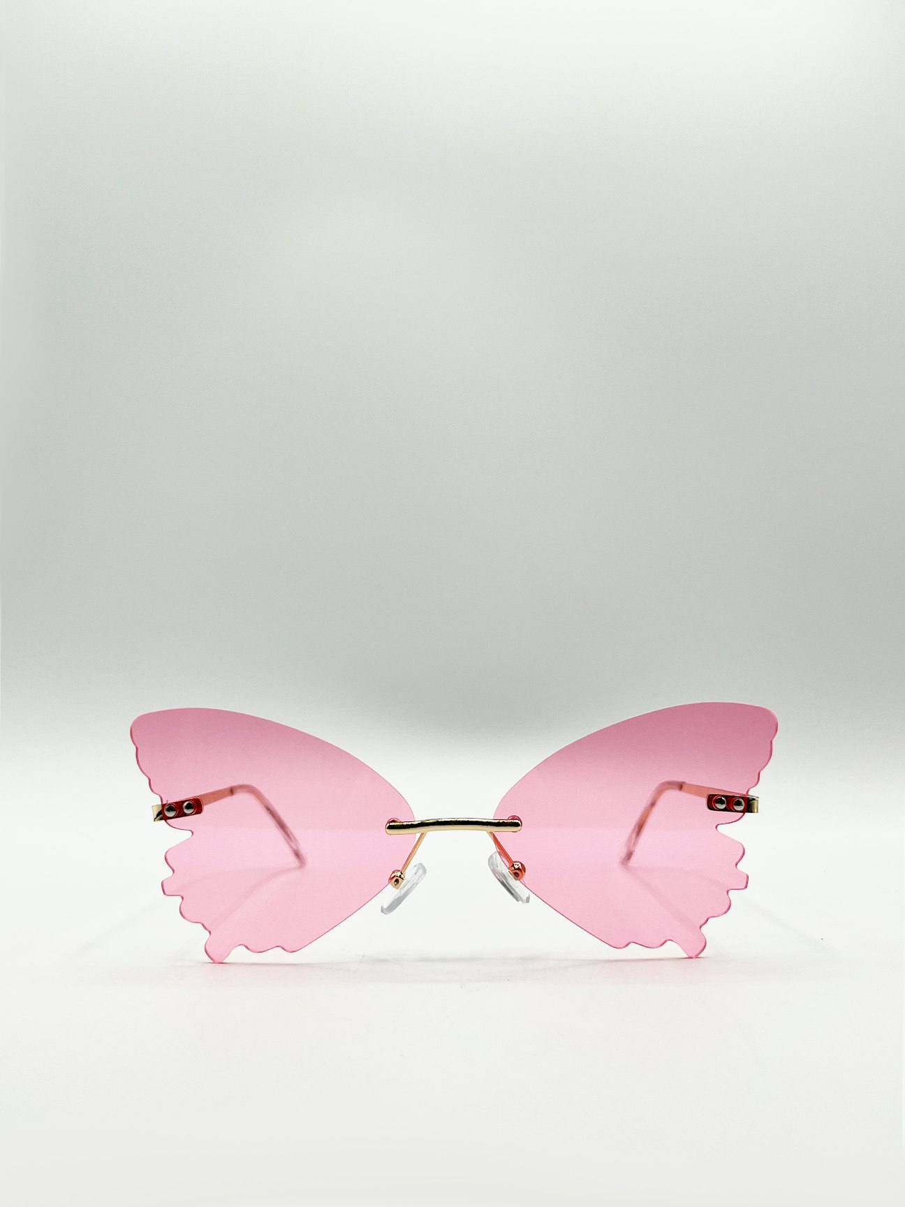 Svnx Pink/Gold Frameless Butterfly Sunglasses - One Size - Gold