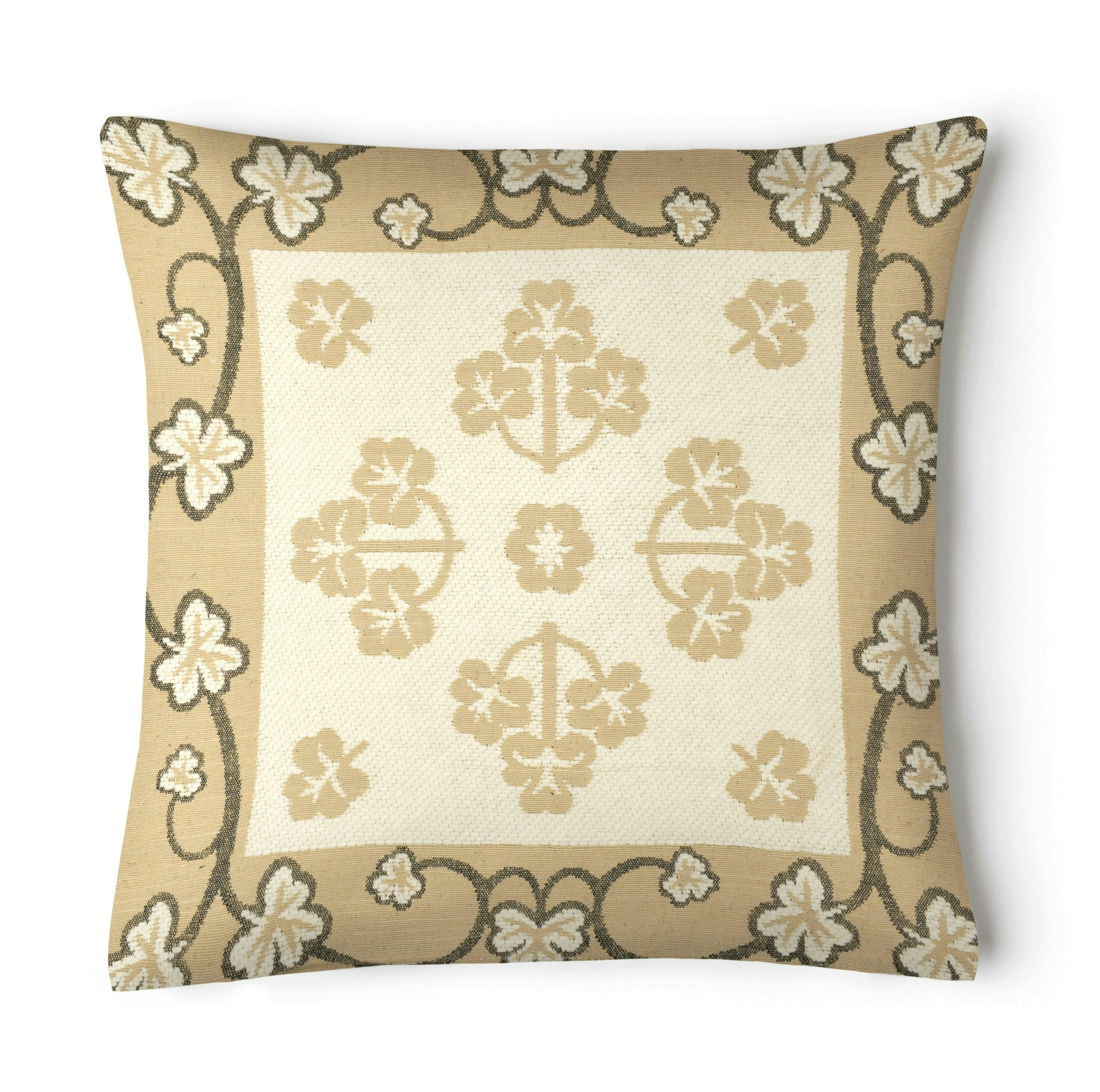 Rackhams Cream Chenille Floral Woven Detail Cushion - 43Cm X 43Cm