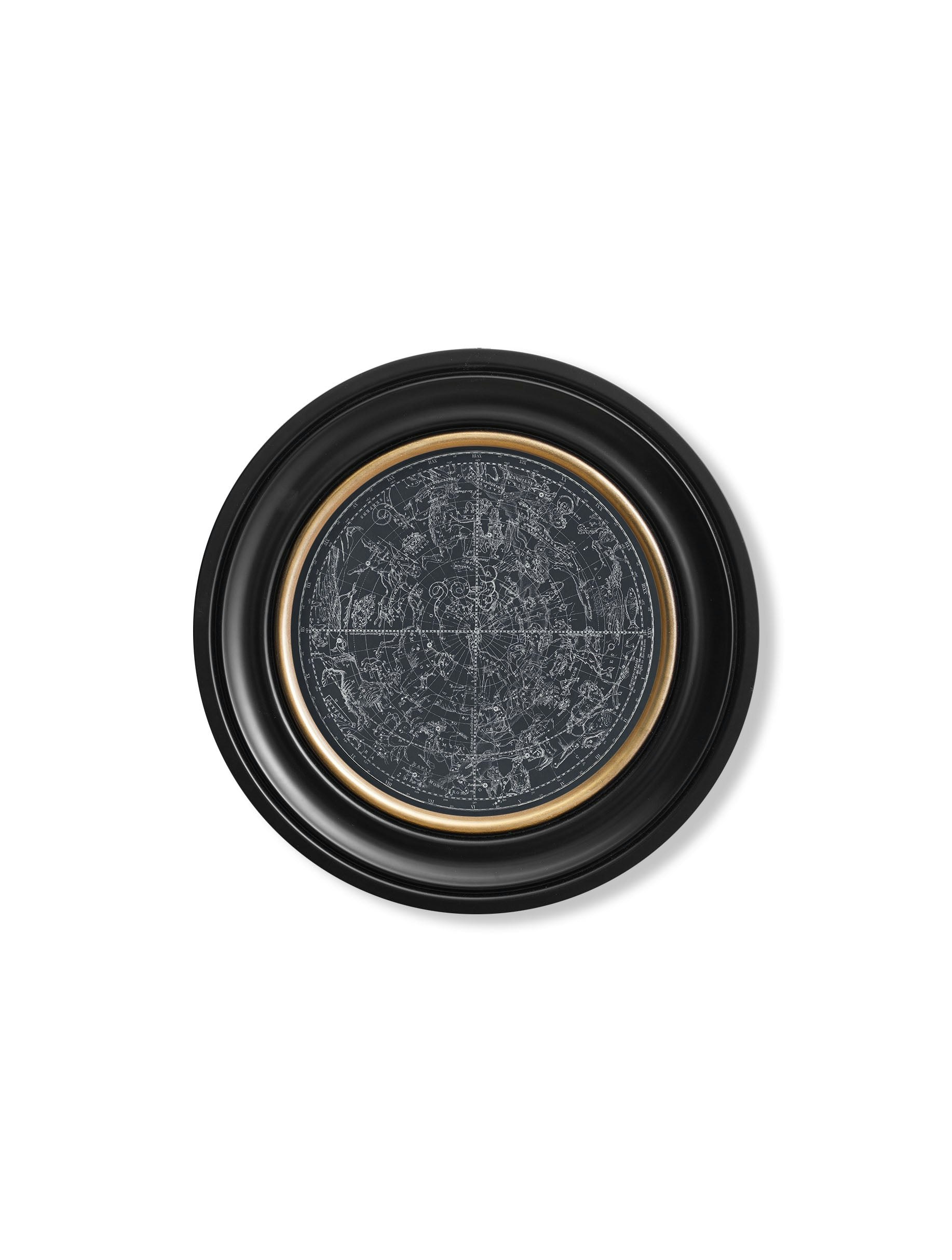 Rackhams Black C.1800 Map Of Constellations - Round Frame - 44 X 44Cm - Northern Hemisphere