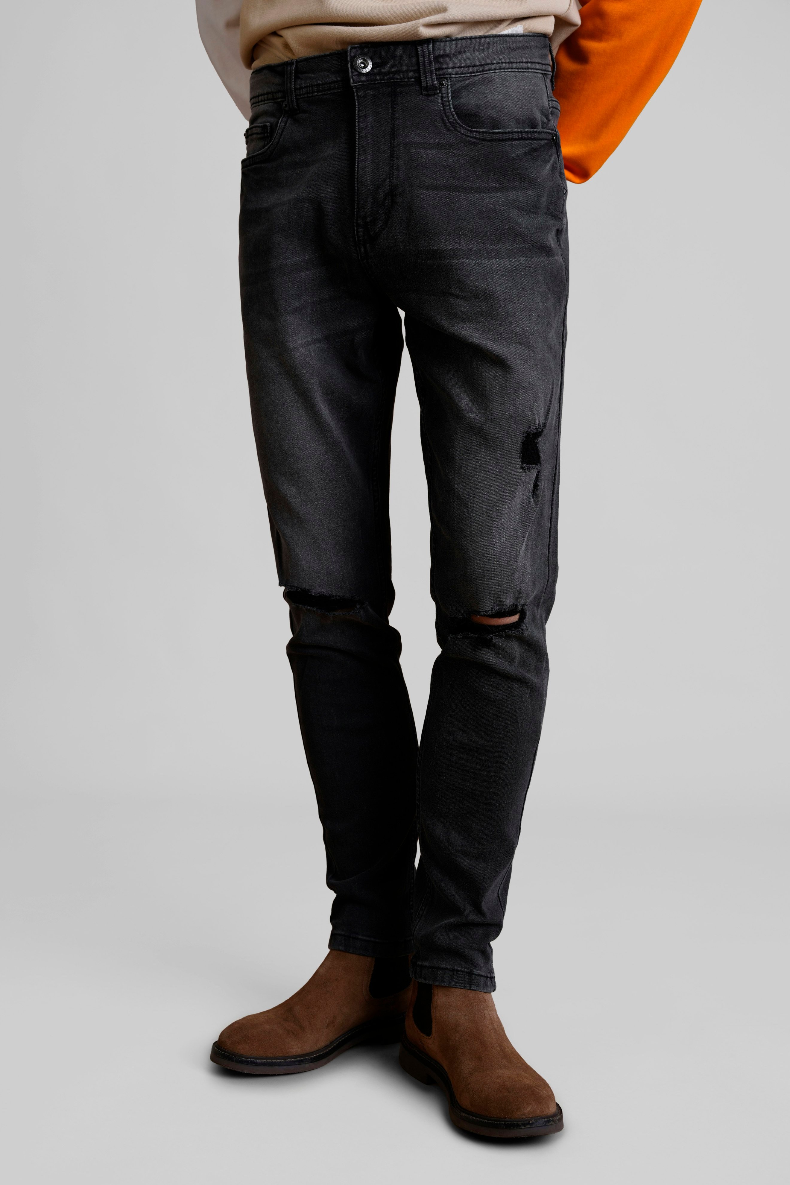 Enorsia Black Washed Skinny Fit Jeans - 32 - 63.8% Cotton, 22.2% Polyester, 12% Viscose, 2% Spandex