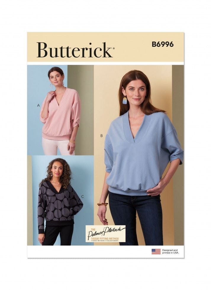 Butterick Women's Sewing Pattern 6996, Tops For K5 (8-10-12-14-16) - Intermediate - Y5 (18-20-22-24-26)