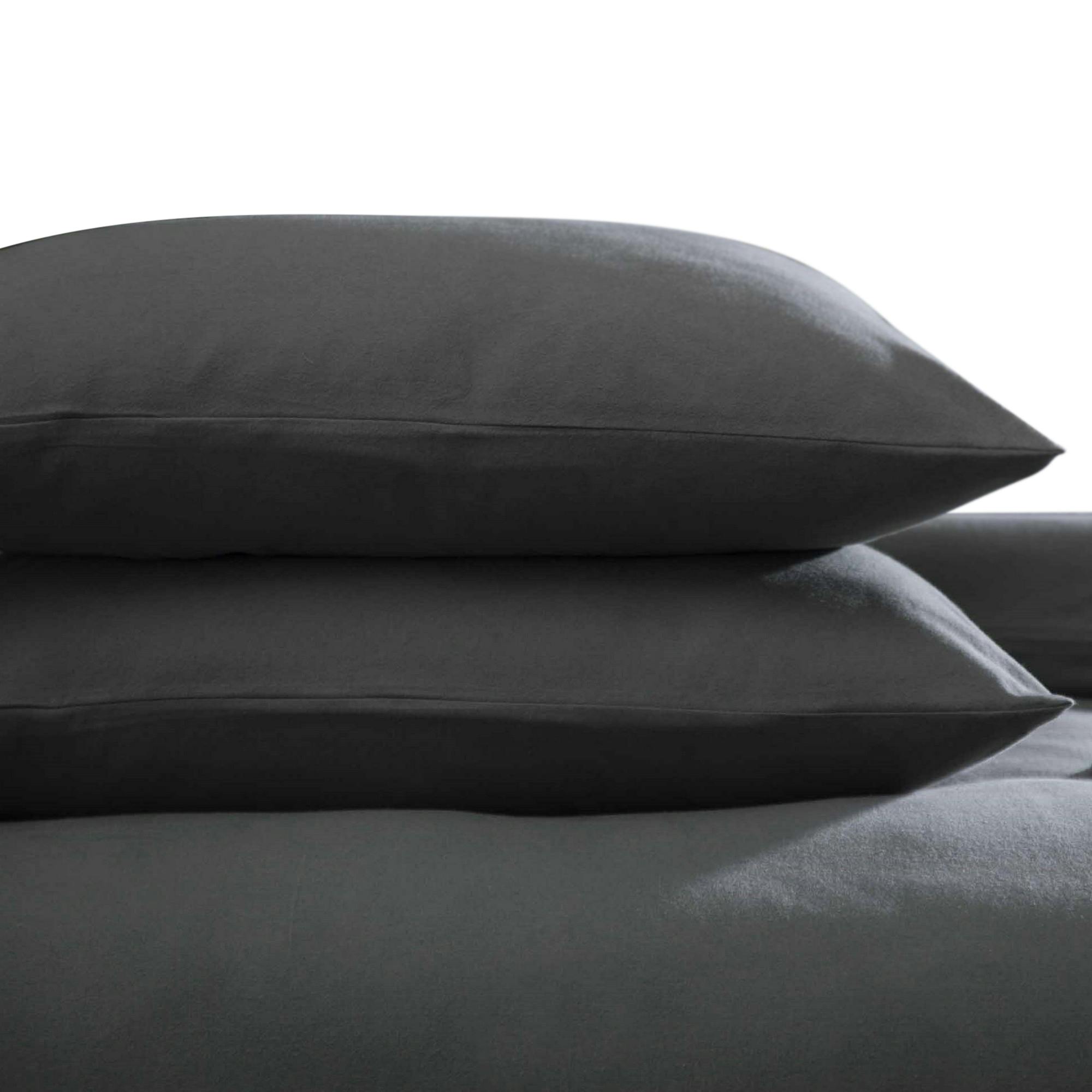 Rackhams Brushed Cotton Housewife Pillowcase (Pair) - Charcoal - One Size - Charcoal - 100% Brushed Cotton