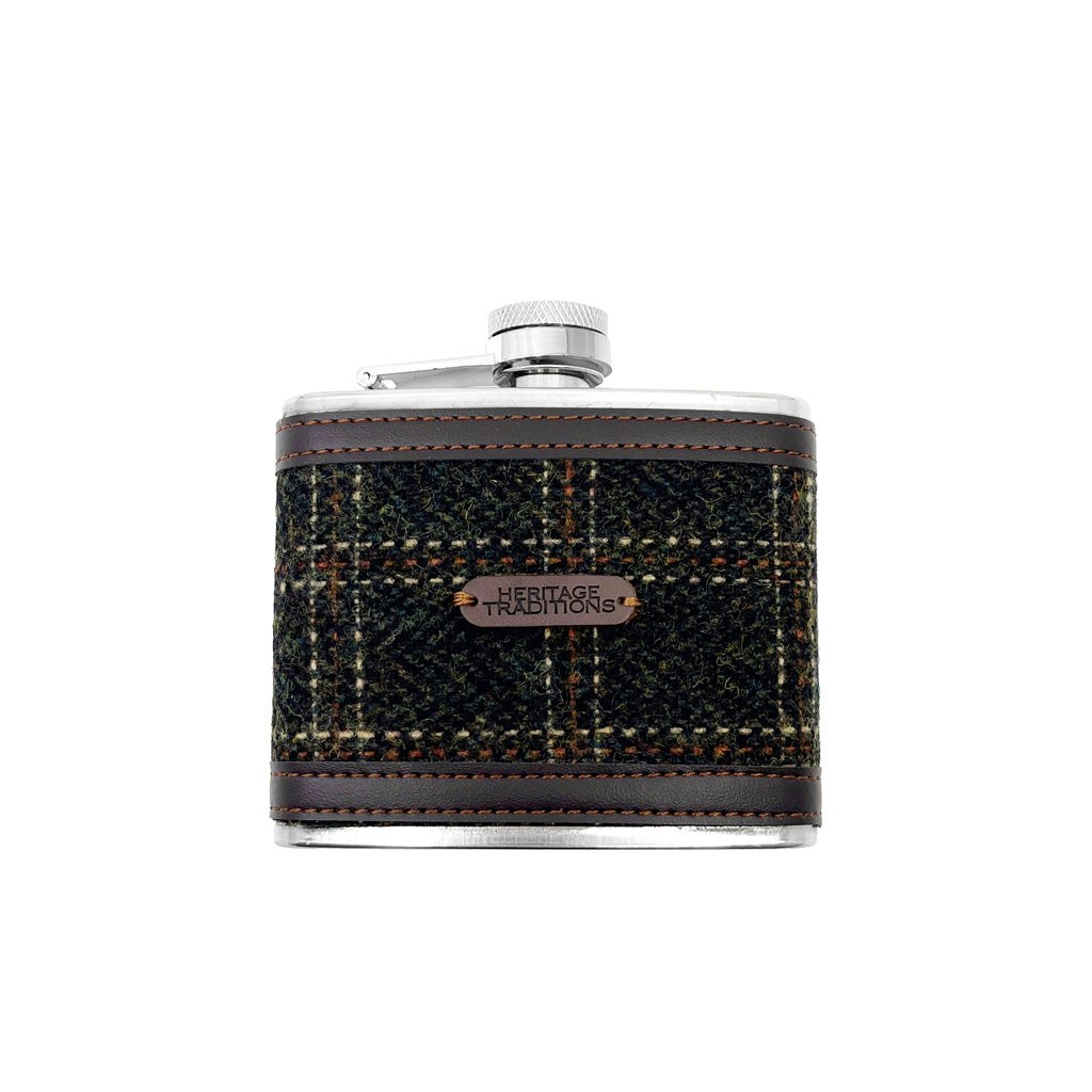 Rackhams Brown Tweed 4Oz Hip Flask - Tweed