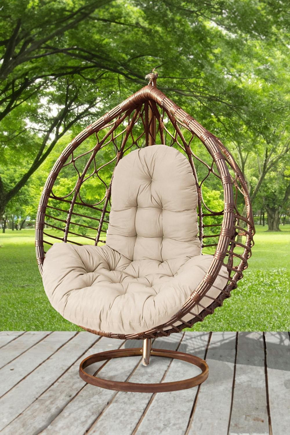 Rackhams Hanging Egg Chair Thick Cushion Swing Chair Pad - Camel - One Size