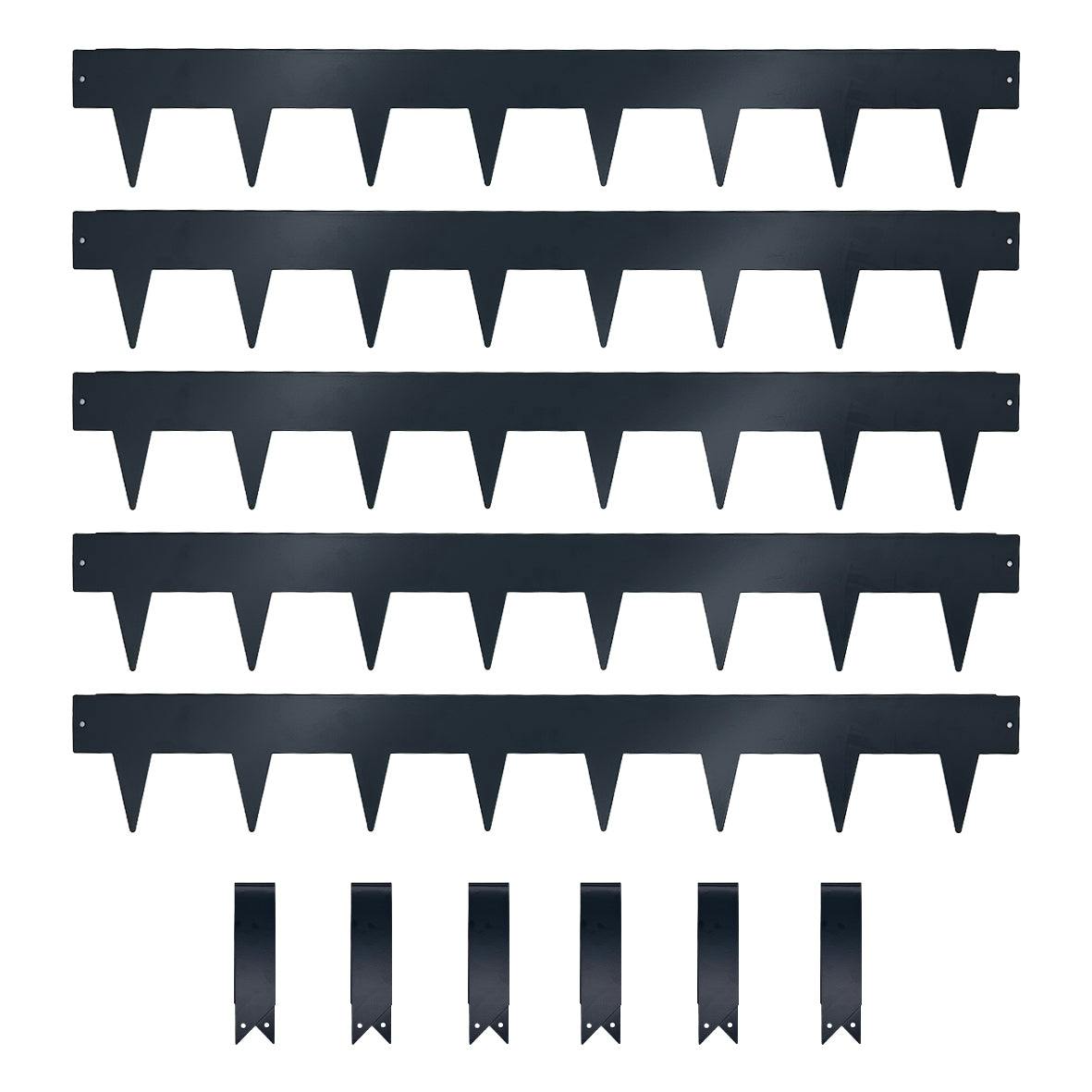 Nicoman Anthracite/Grey Metal Lawn Edging Garden Border With Pegs - 5 Pieces