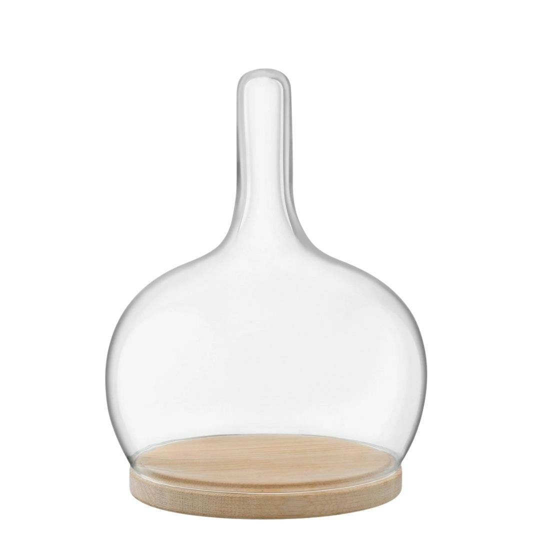 Lsa International Lsa Cloche Dome With Oak Base 19Cm X 25.5Cm Clear - Glass - 1 - Clear