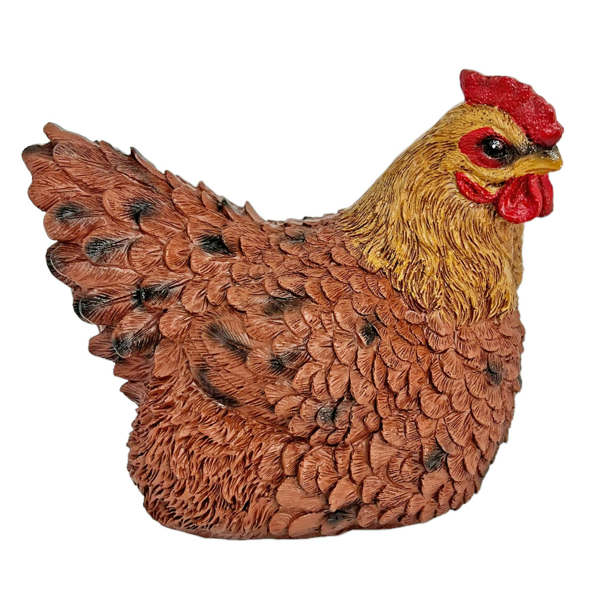 Chicken Garden Ornament Outdoor Animal Brown Hen Statue Decoration - Image 2