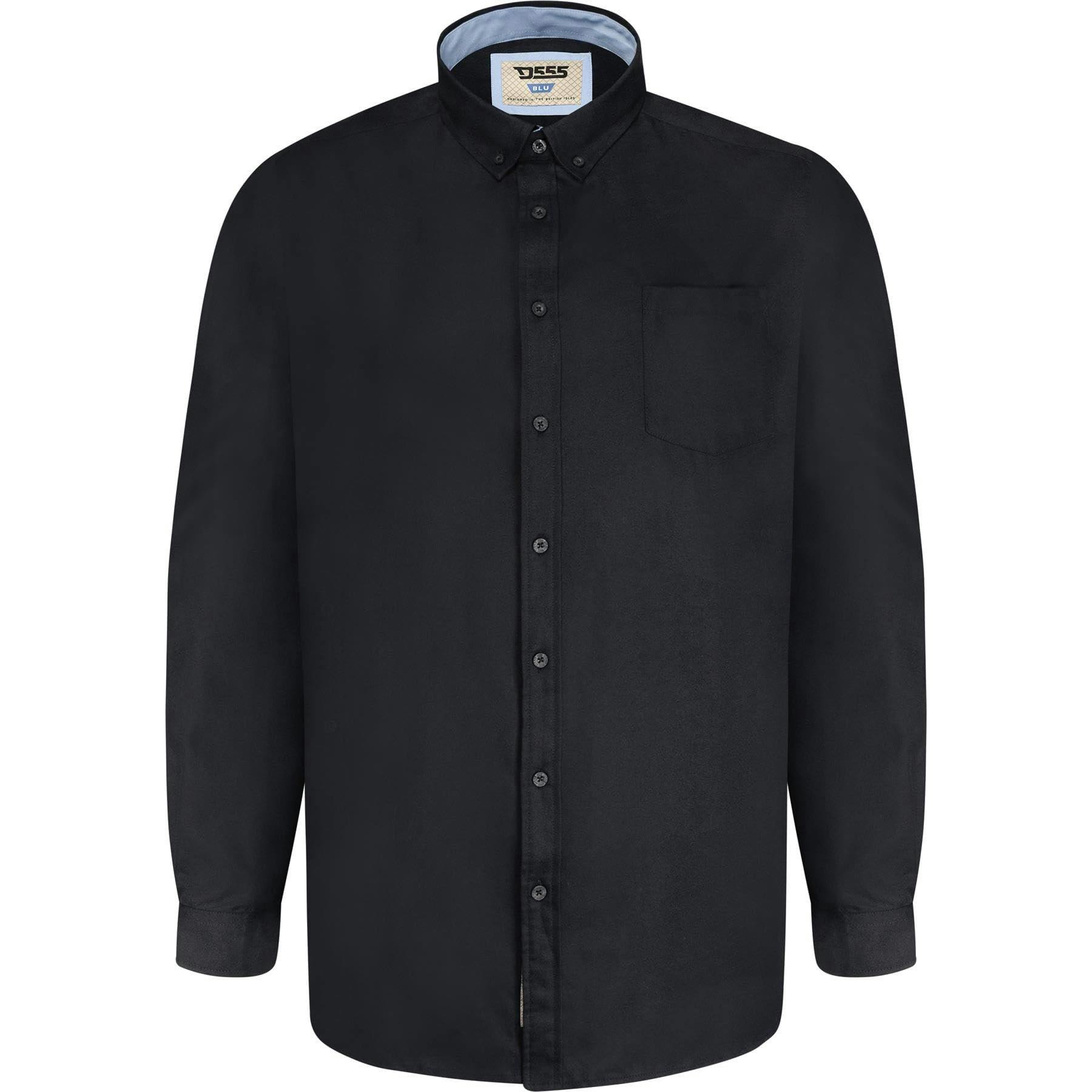 Duke Men's Black D555 Richard Oxford Kingsize Long-Sleeved Shirt - 5XL - 65% Cotton/35% Polyester