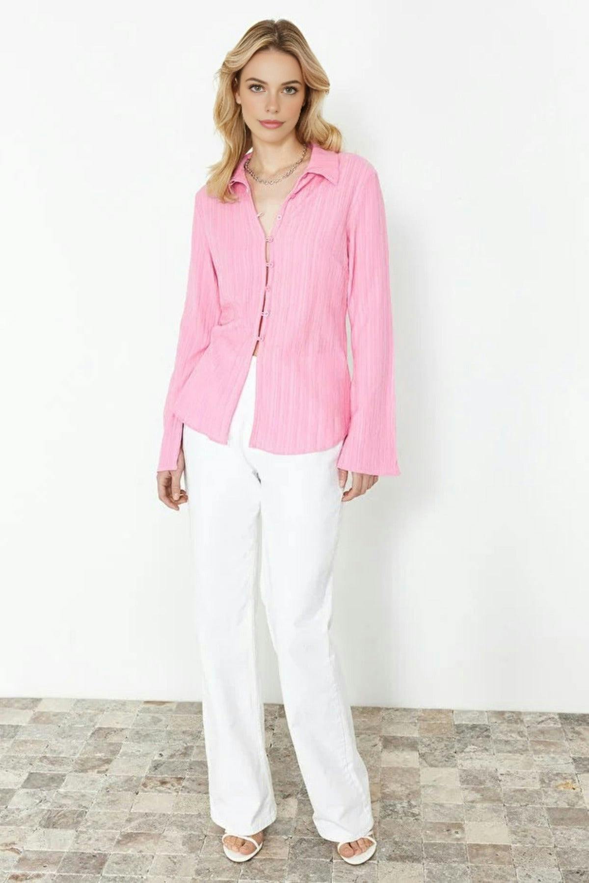 Wovcor Pink Textured Woven Shirt - 14
