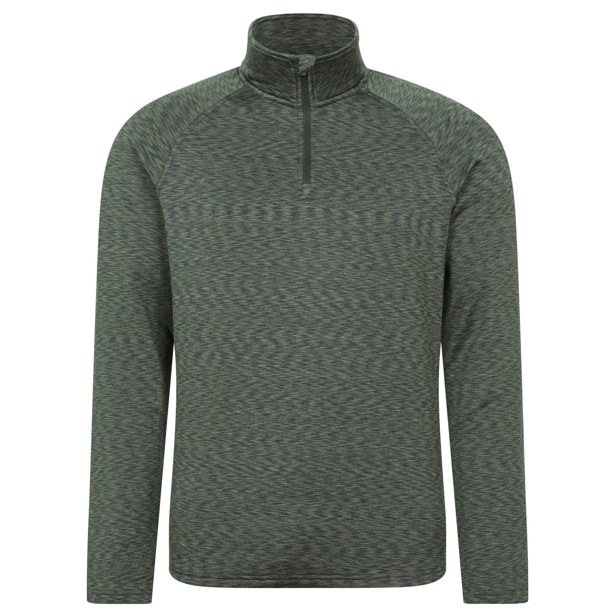 Mountain Warehouse Men's Green Power Quarter Zip Midlayer - Khaki - Xxl - Khaki - 92% Polyester/8% Elastane