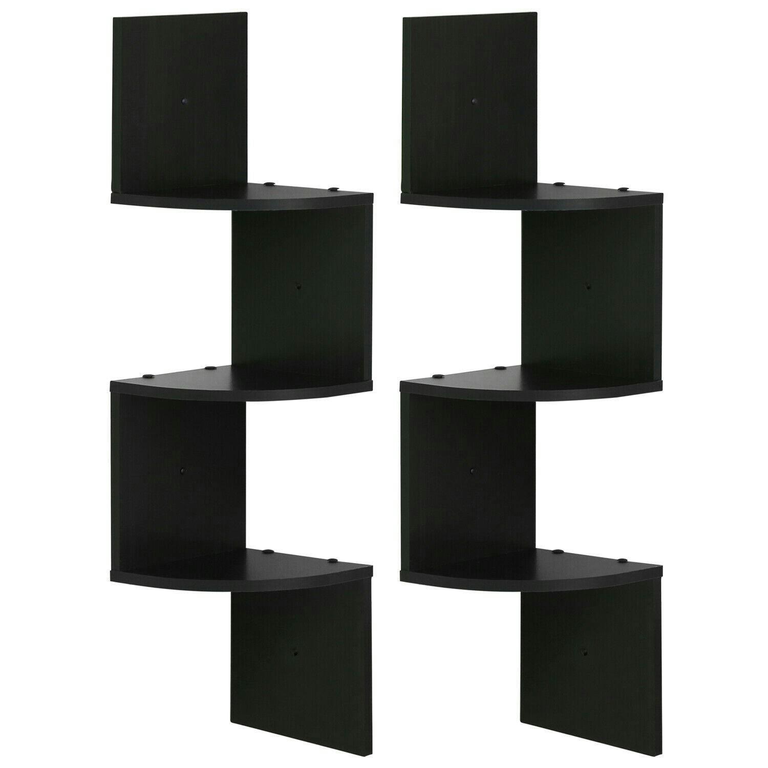 Rackhams 3 Tier Wall Mount Floating Corner Radial Shelf, Set Of 2, Espresso Perfect For Organized Storage And Display