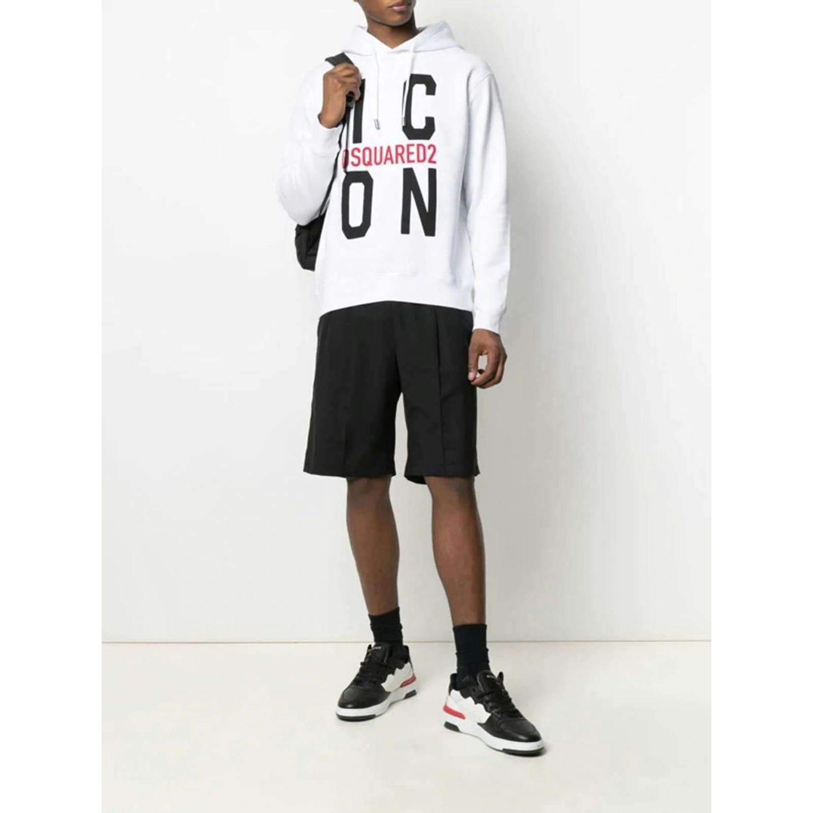 Dsquared White Big Icon Printed Logo Hoodie In - Xxl
