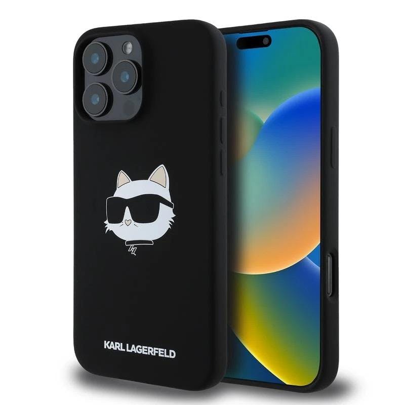 Karl Lagerfeld Black Liquid Silicone Choupette Head Case For Iphone 16 Pro Max 6.9" - Klhmp16xschpplk