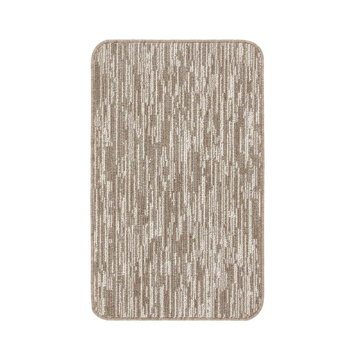The Rugs Beige Washable Broken Striped Mat And Runner - 50X80 Cm