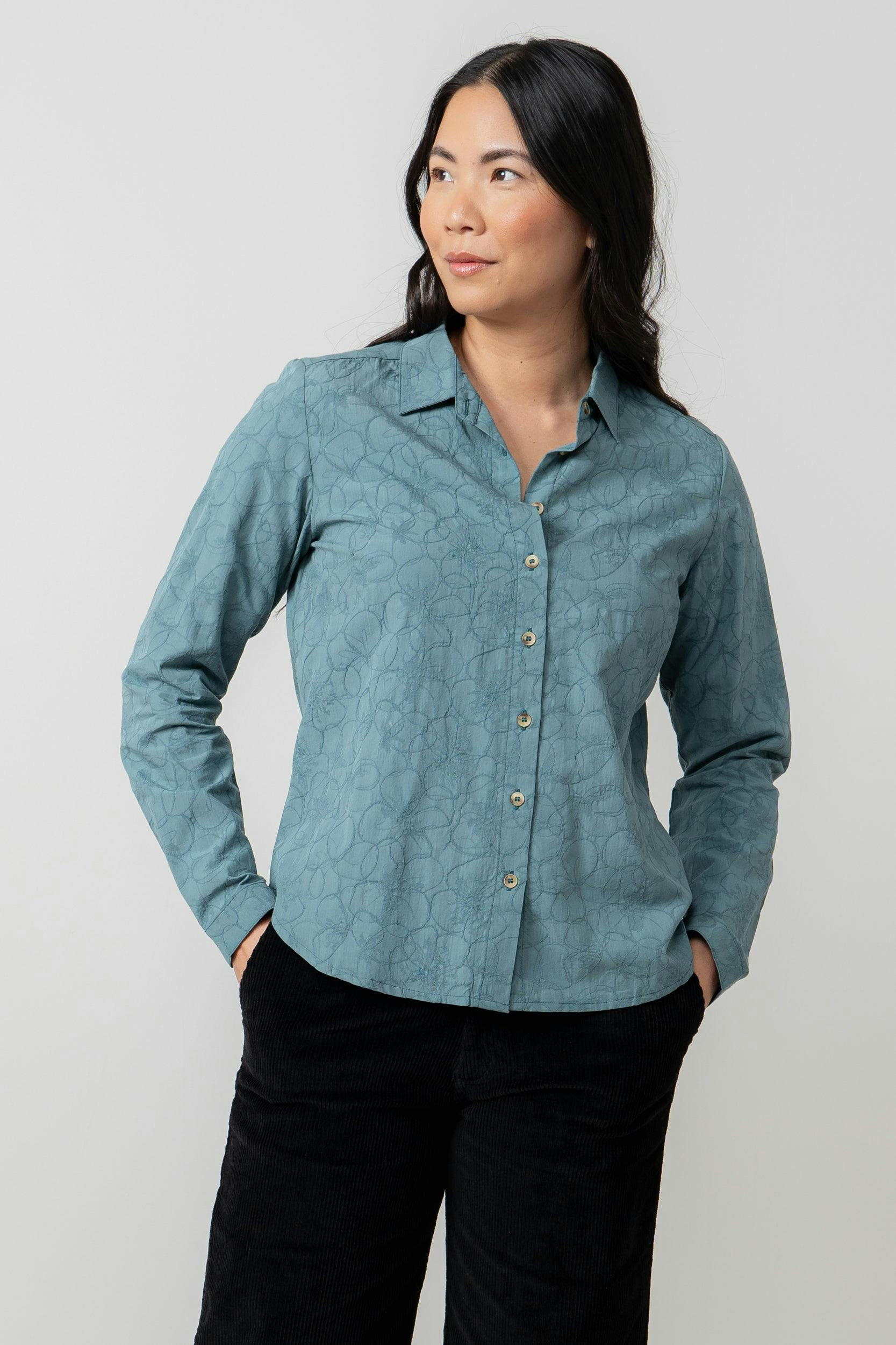 Lily & Me Women's Light Patsy Textured Jacquard Shirt Sea Mist - 18 - Sea Mist