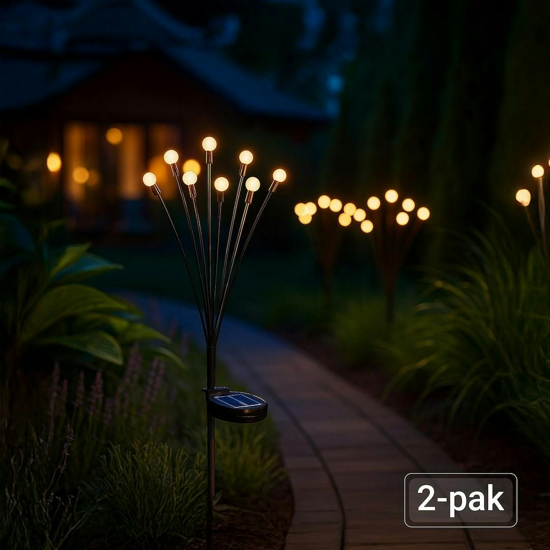 Rackhams Black Solar Lamp Multi 8 3000K Ip44 2 Pcs