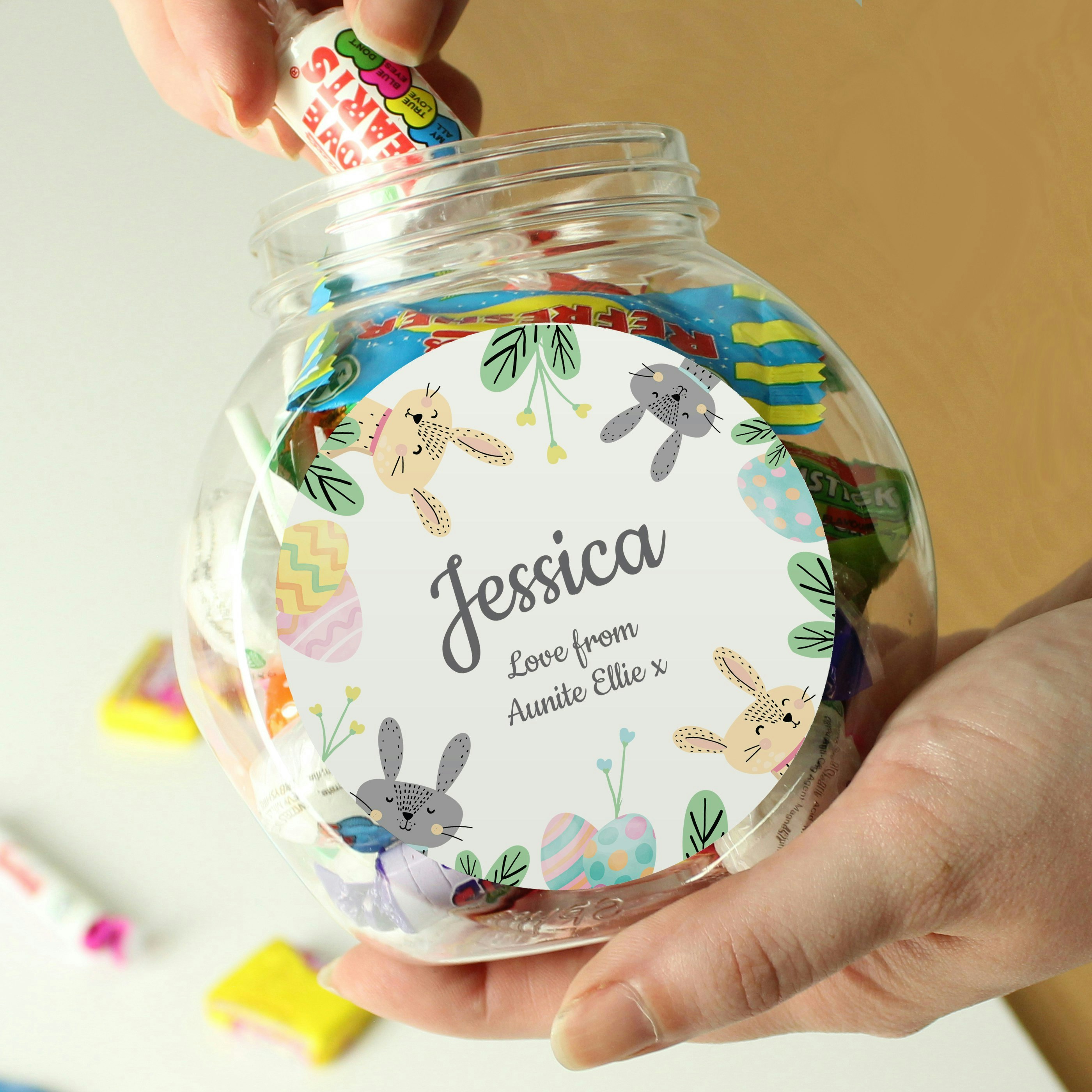 Personalised Memento Company Black Personalised Easter Bunny Sweet Jar