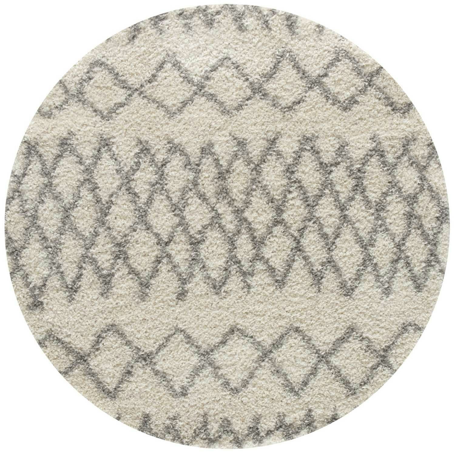 The Rugs Ivory/Grey Moroccan Shaggy Rug | 900 - Ø 120 Cm