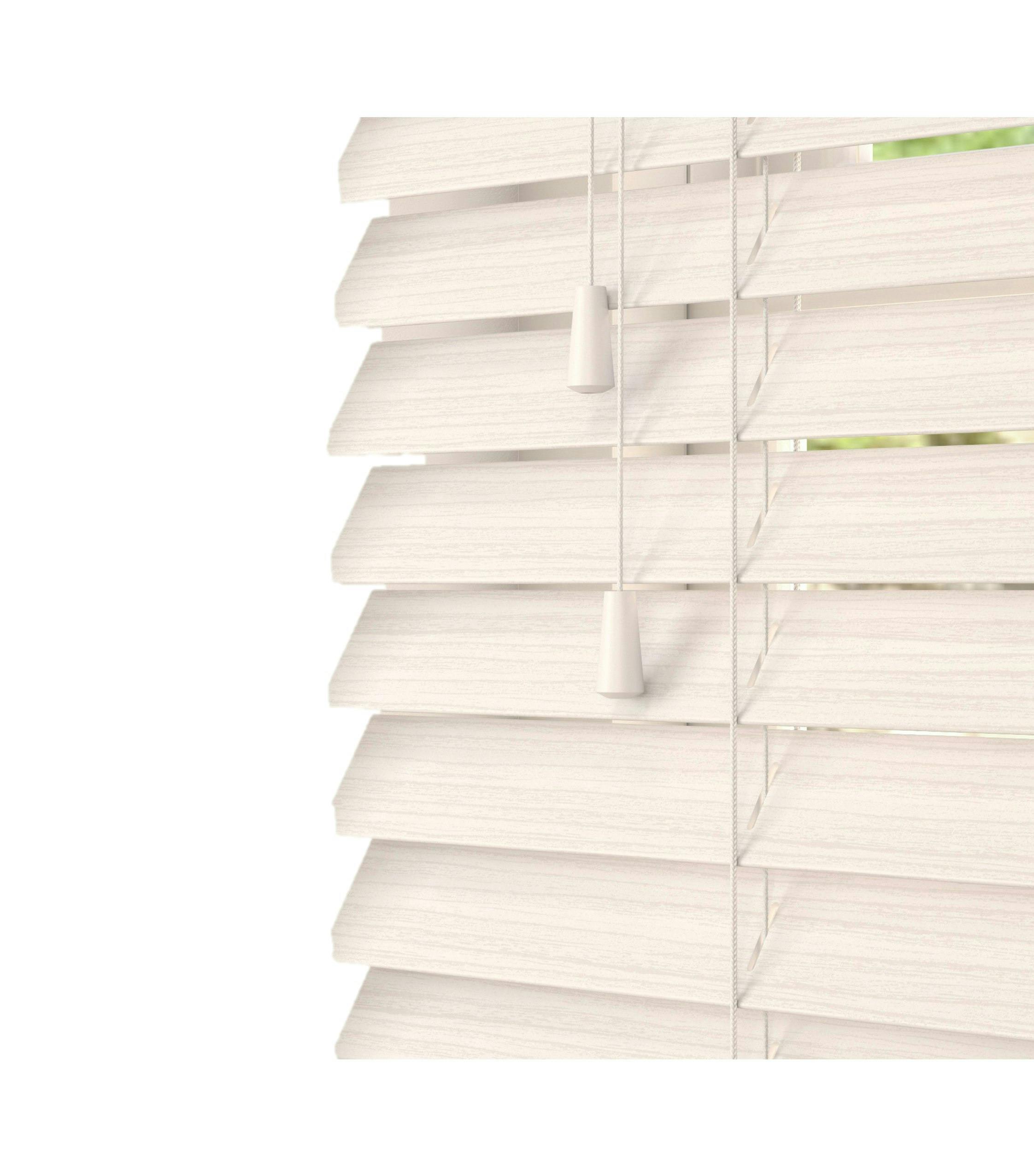 Newedgeblinds White Oak Faux Wood Venetian Blinds With String (130Cm Drop) - 160Cm