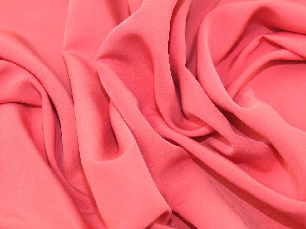 Minerva Core Range Coral/Pink Minerva Deadstock Sienna Crepe Fabric - Plain Design Dressmaking Fabric, 150 Cm / 60" Wide - Per Metre