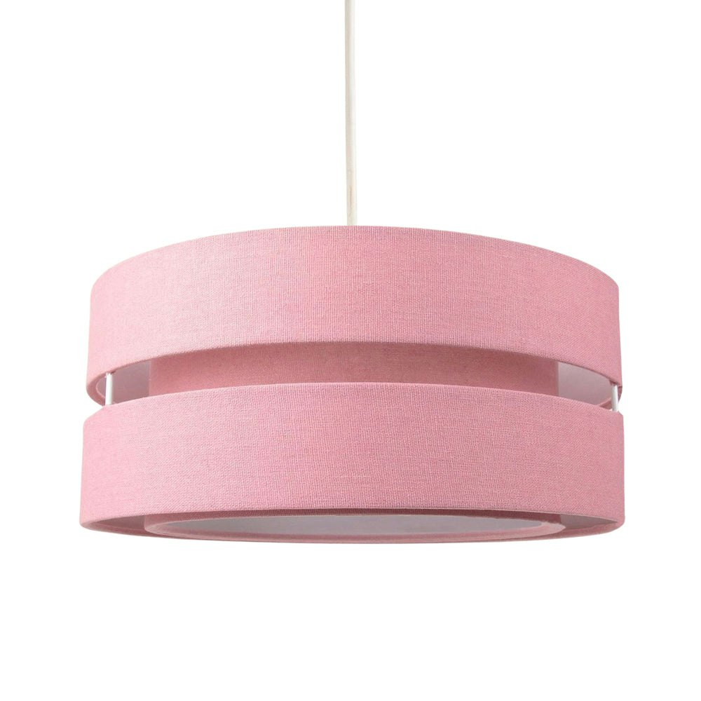 Happy Homewares Pink/Light Contemporary Quality Linen Fabric Triple Tier Ceiling Pendant Shade 13Cm
