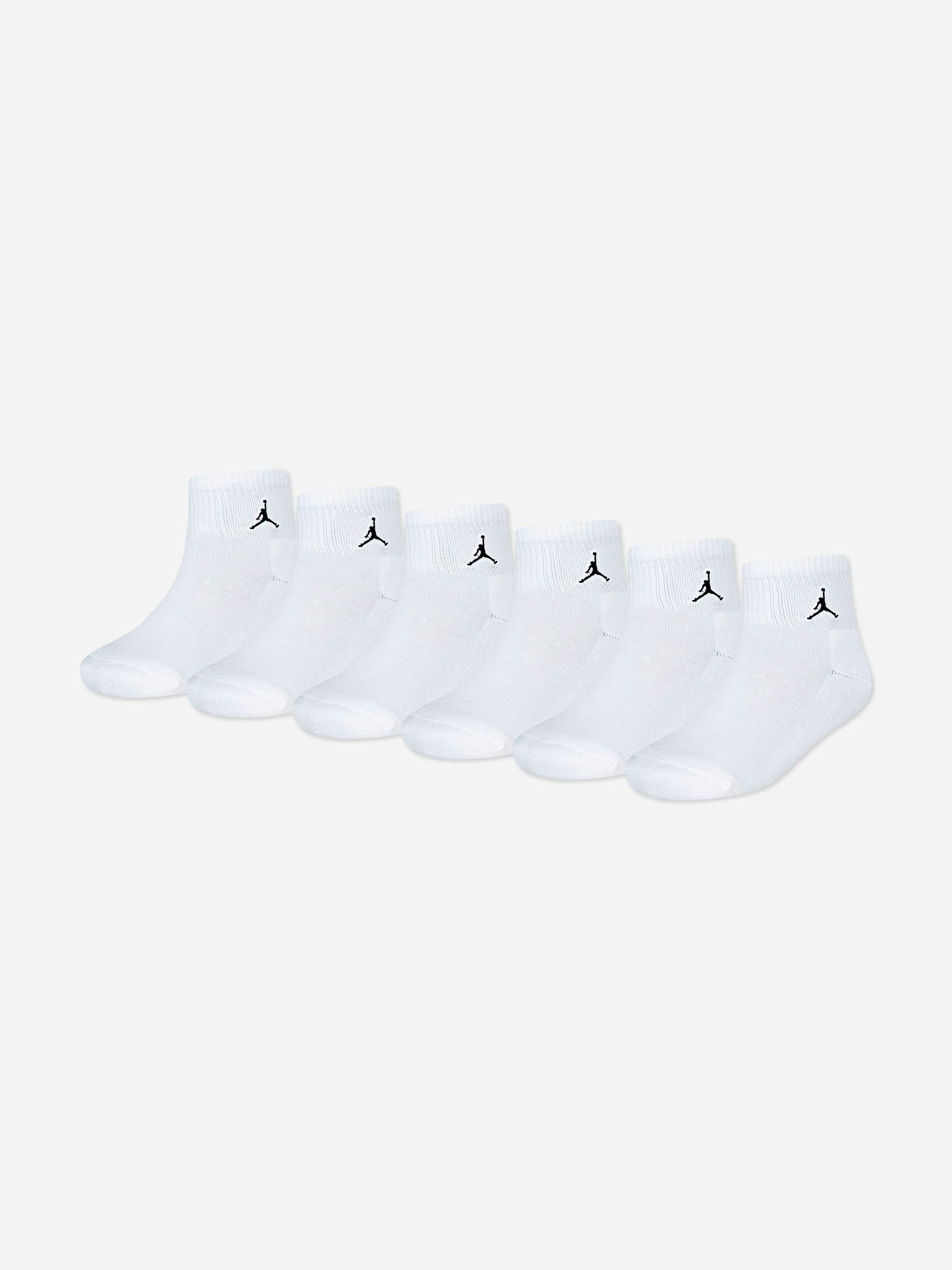 Jordan White Kids Everyday Essentials 6 Pack Ankle Socks Set In - 5 - 7 Yrs