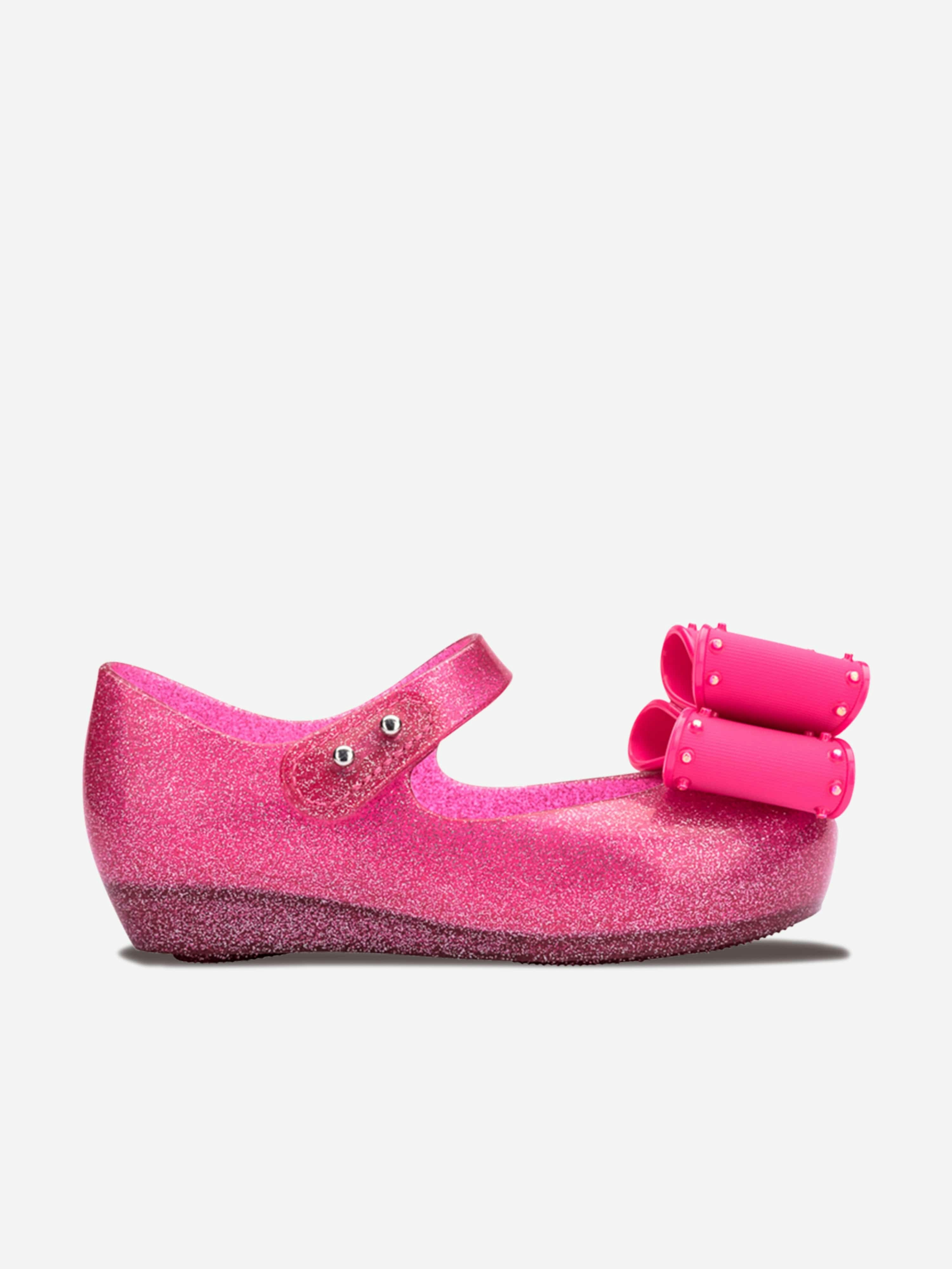 Mini Melissa Girls Pink Ultra Classic Bow Ballerinas In - Eu30-Uk11