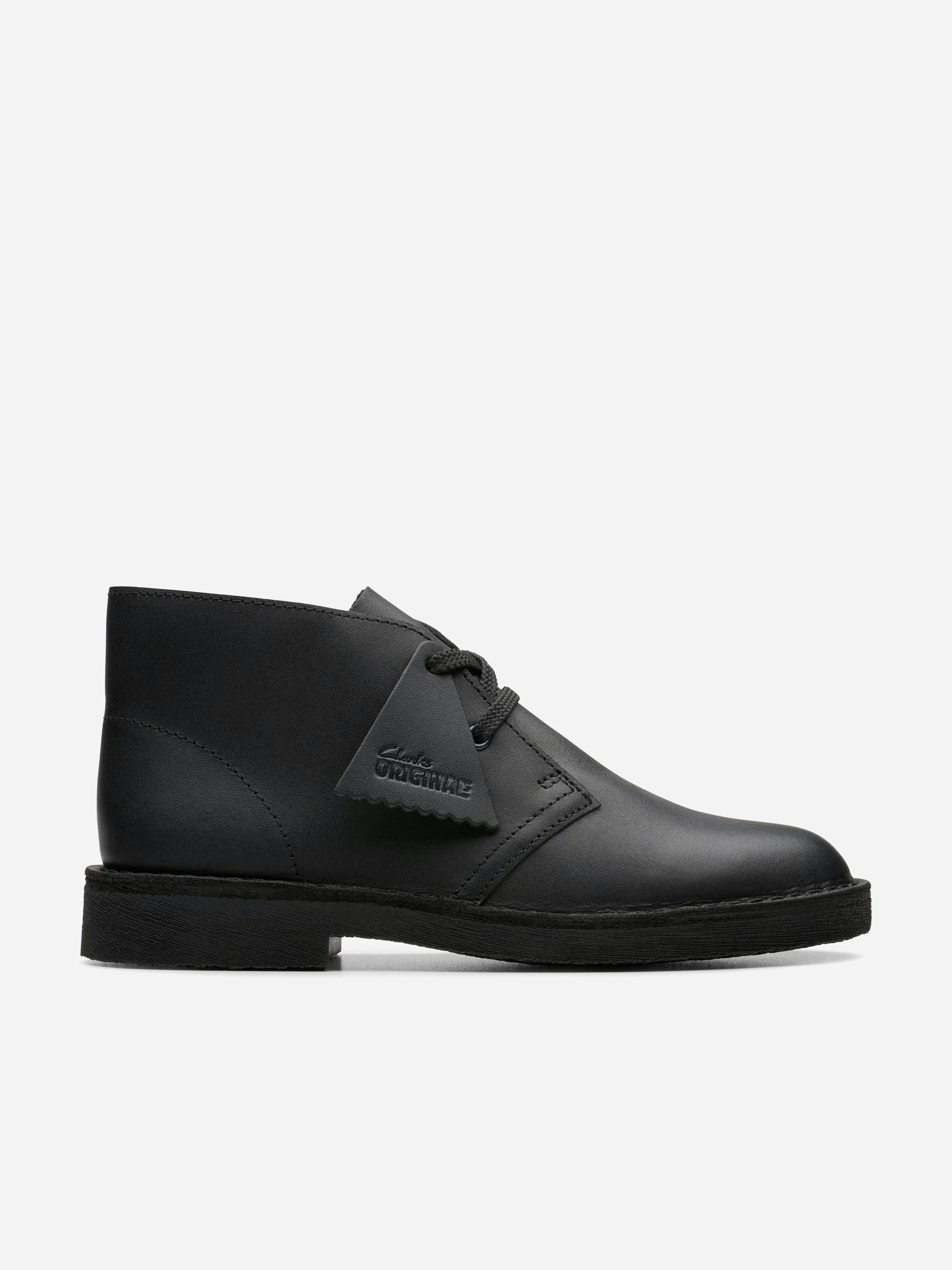 Clarks Black Kids Leather Desert Boots In - Eu 35 Uk 2.5