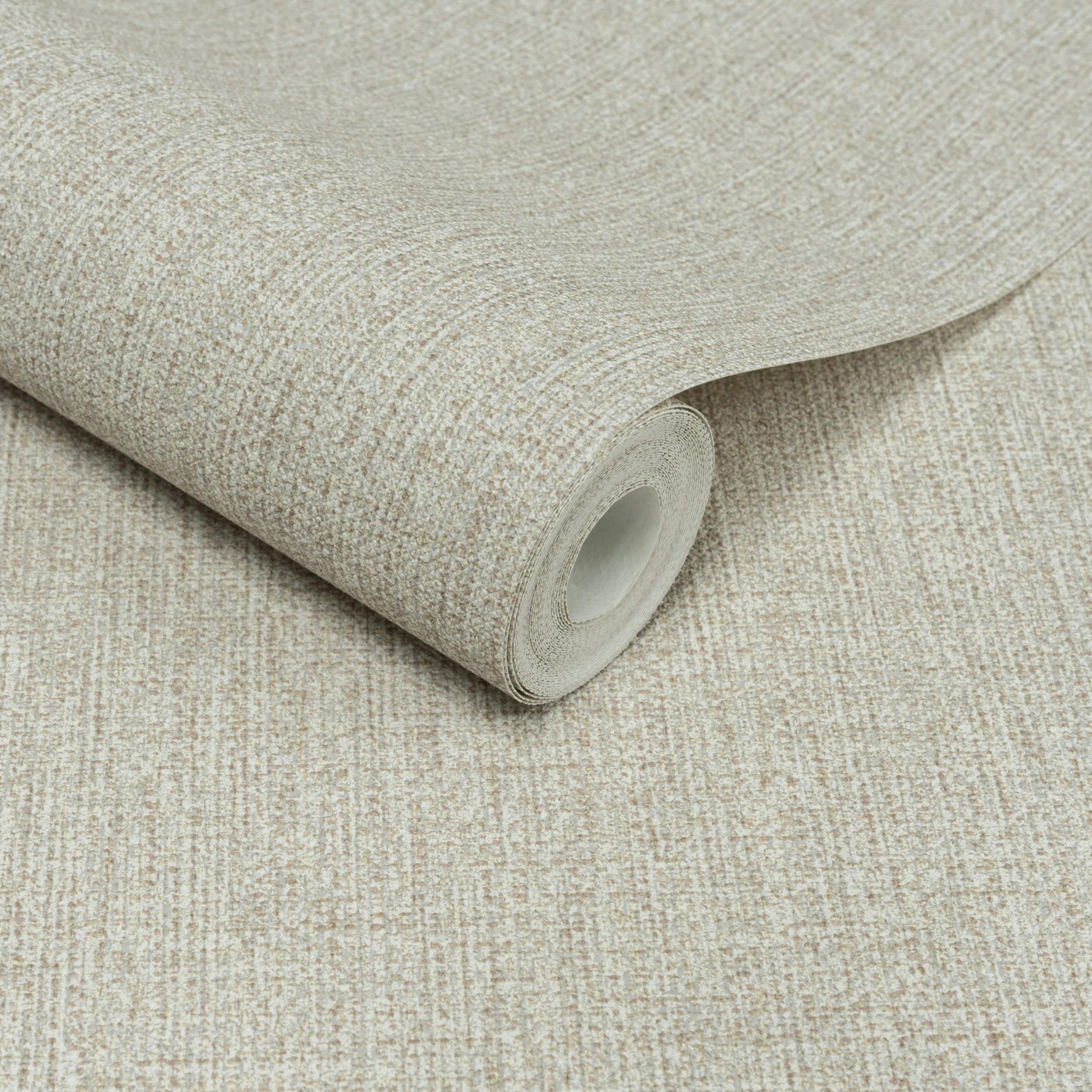 Rackhams Twill Plain Fabric Textured Wallpaper, Neutral