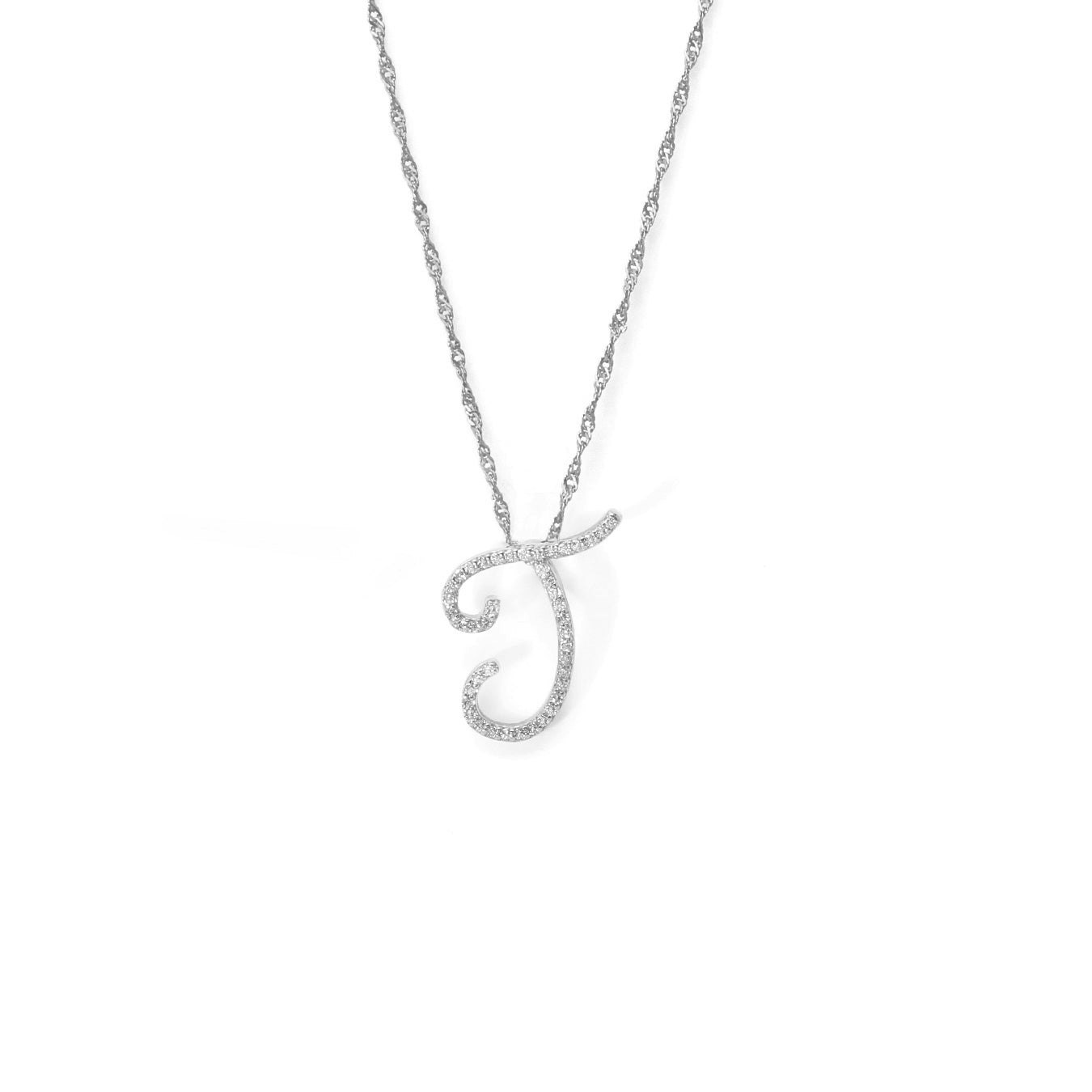 Say It With Silver Luxe Cz Initial Necklace - Sterling - J