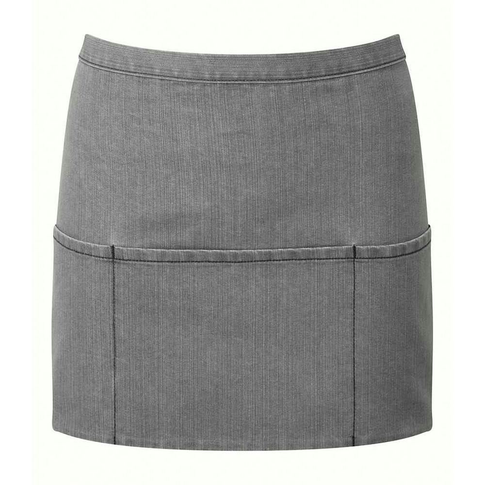 Premier Unisex Dark Grey Colours 3 Pocket Apron In - Image 2