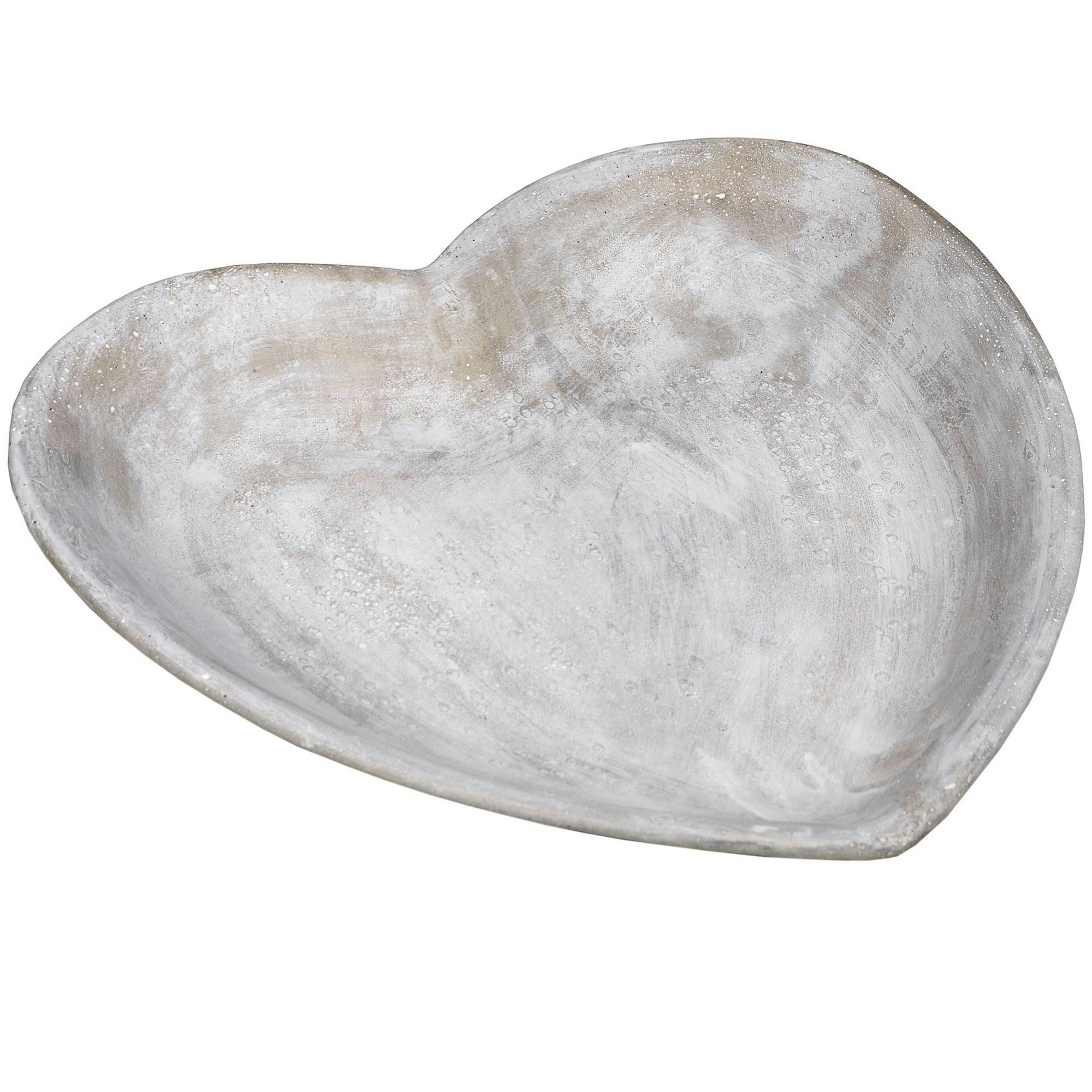 Rackhams Grey Antique Look Stone Heart Dish - One Size - 100% Synthetic