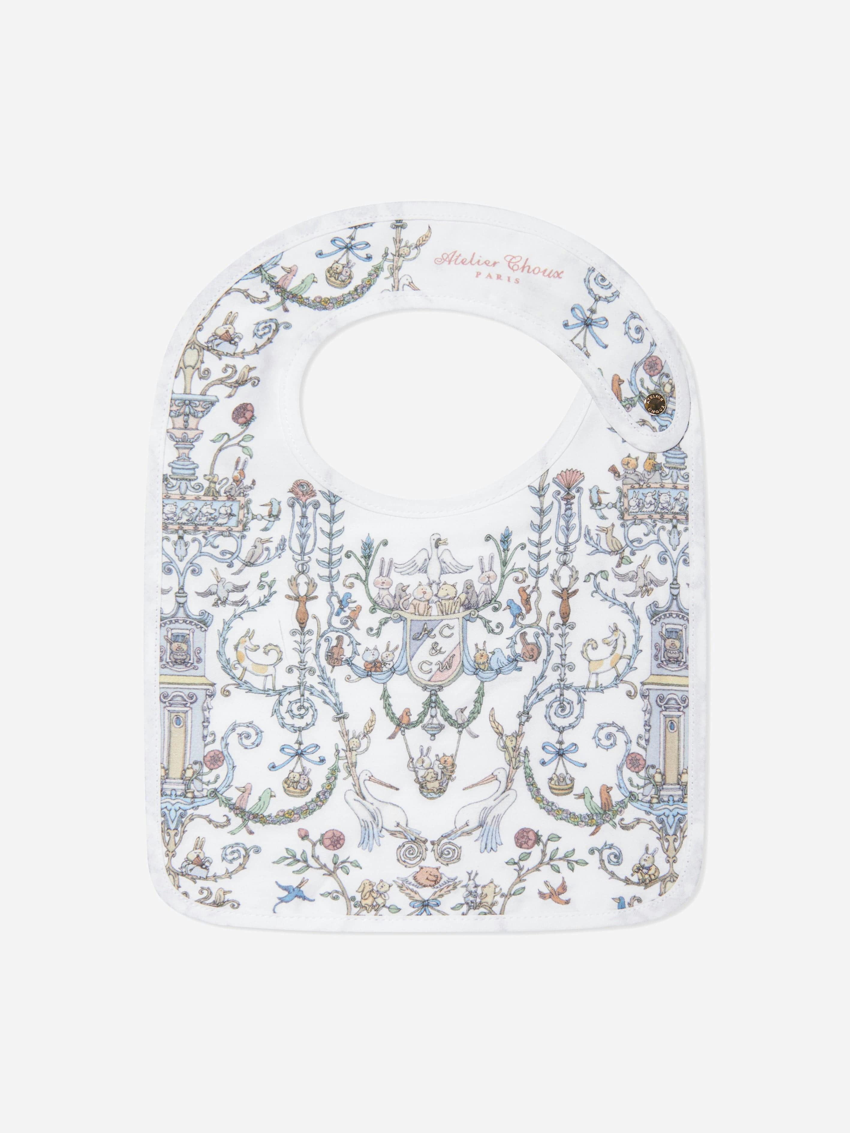 Atelier Choux Unisex Infant Blue Baby Satin Toile De Jouy & Caitlin Wilson Bib In - One Size