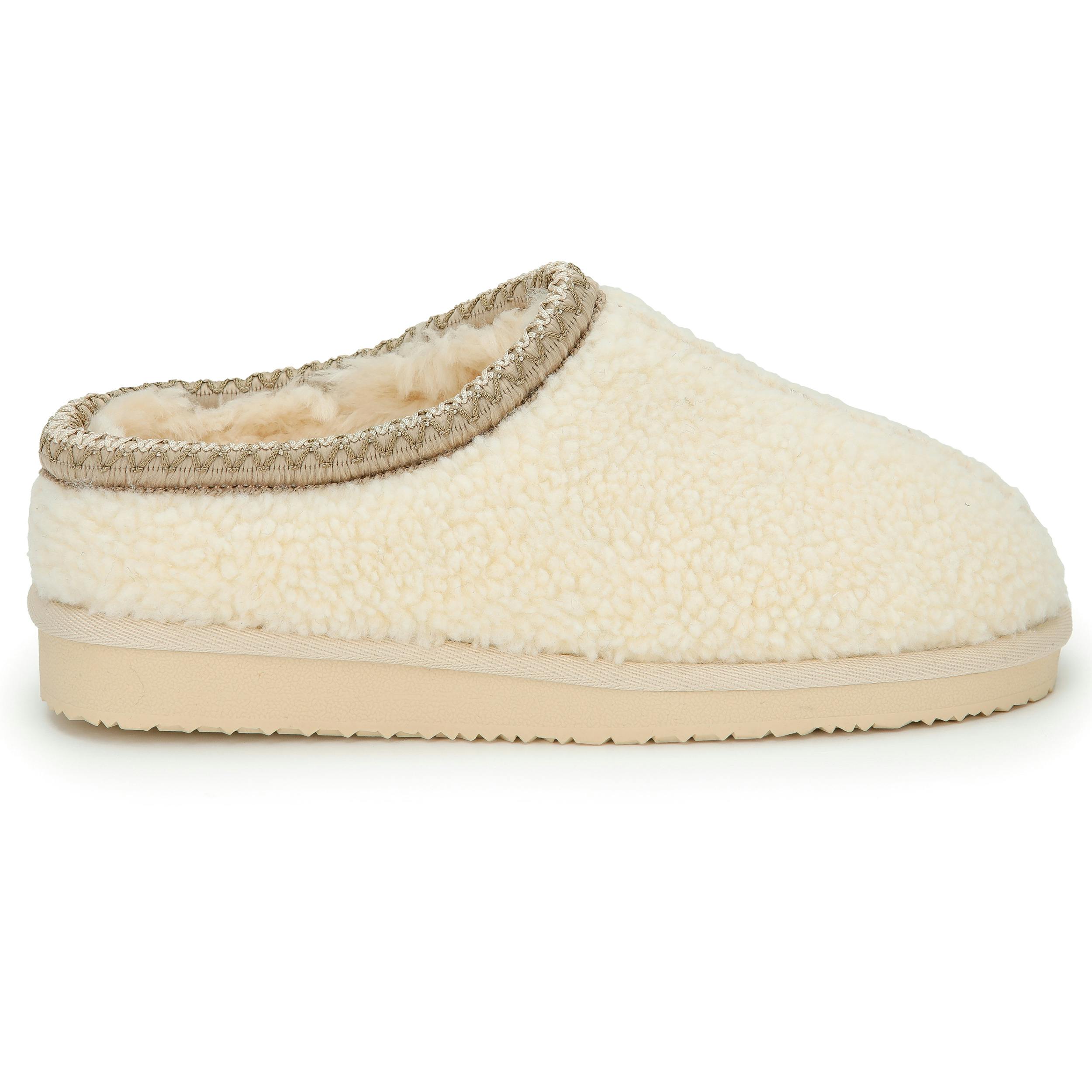 Viva Women's Beige Flexible Anti-Slip Sole Memory Foam Slip-On Slippers - 8 - Sheepskin - Sheepskin