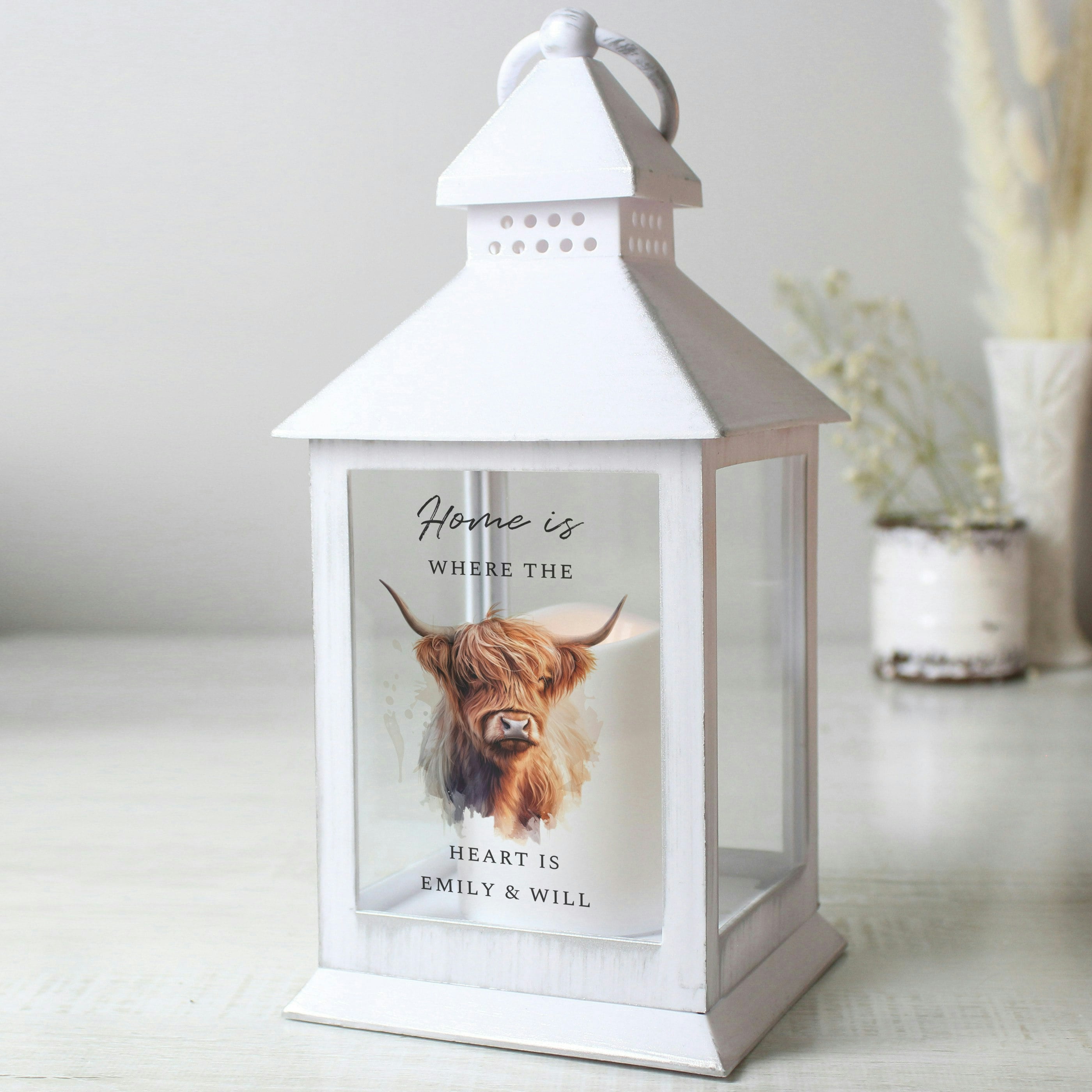 Rackhams Orange Personalised Highland Cow Led Lantern
