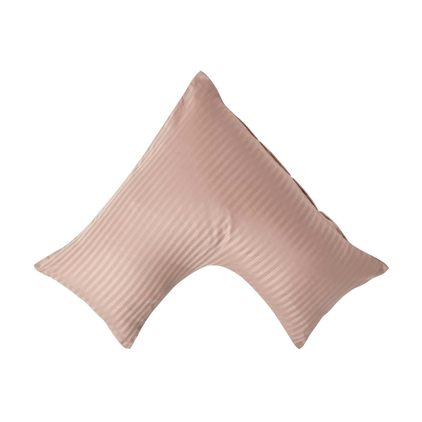 Homescapes Beige Silky 330 Tc Egyptian Cotton Satin Stripe V Shaped Pillowcase - Taupe