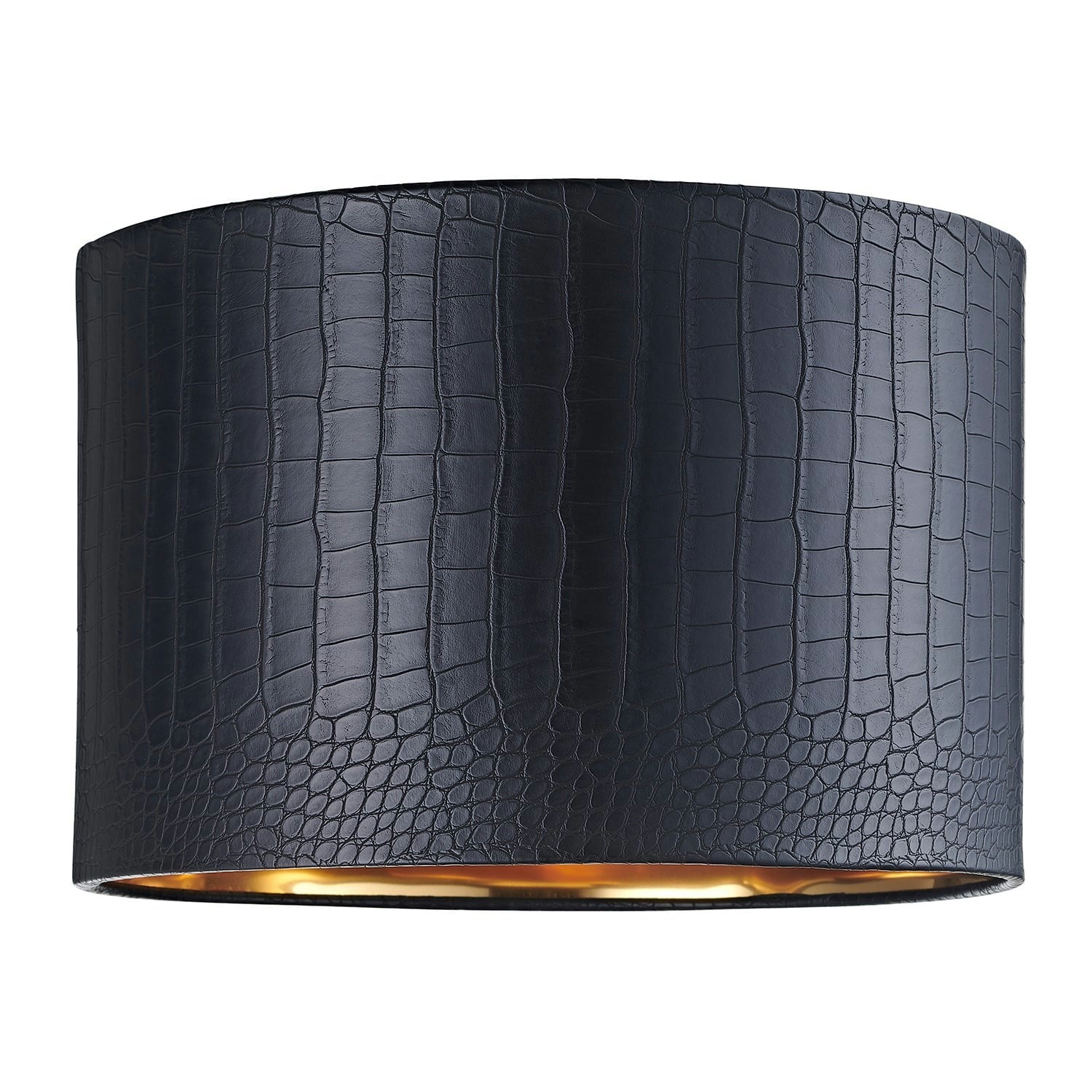 Happy Homewares Black/Gold Modern Croc Design Faux Leather 12" Lamp Shade With Shiny Inner