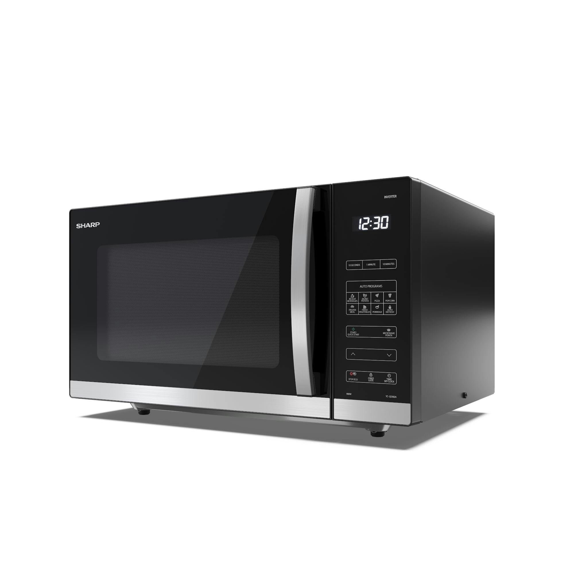 Sharp Black Yc-Qs302au-B 30 Litre 900W Digital Flatbed Microwave Oven