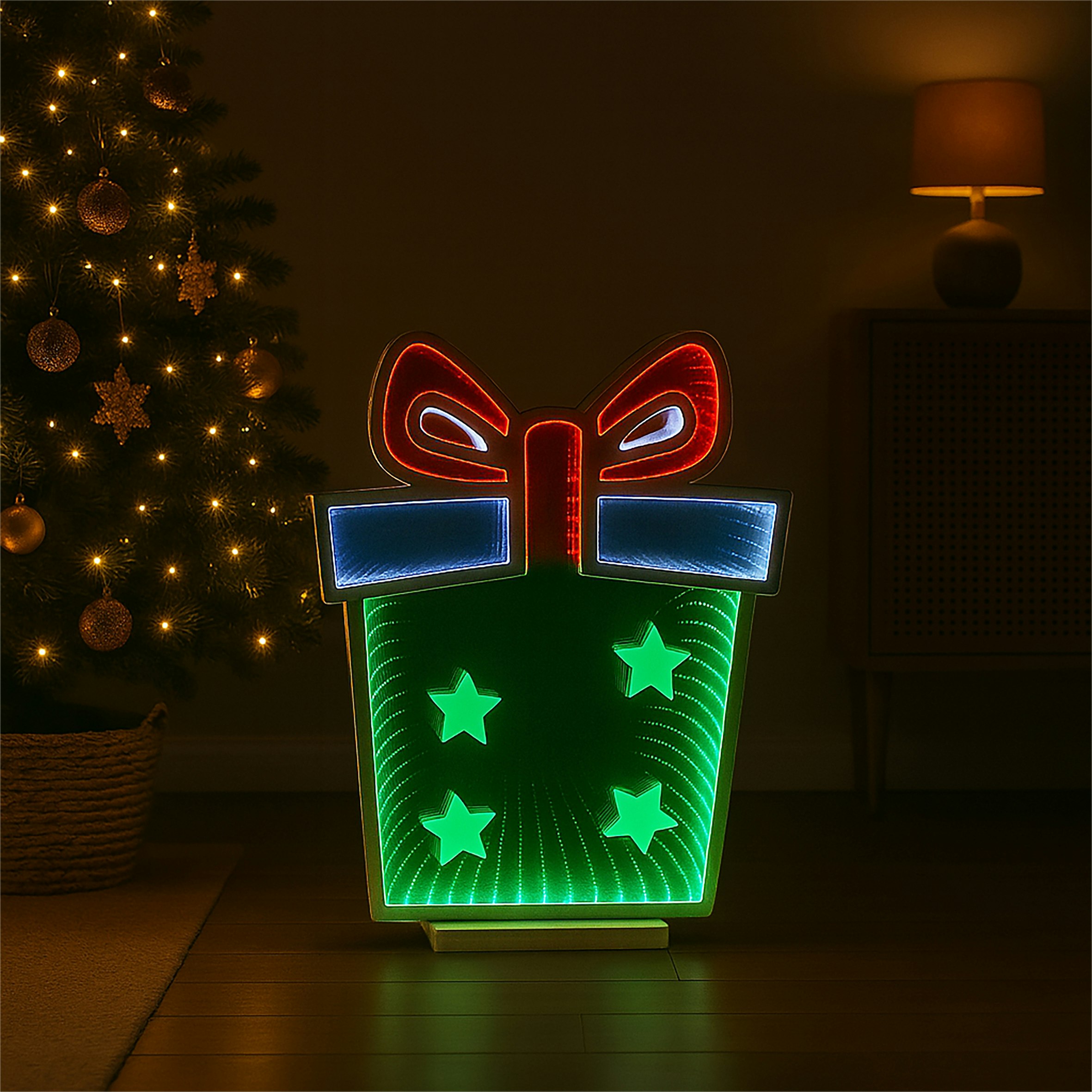 Xmas Haus Light 42X56cm 136 Led Giftbox Infinity 3M Cable