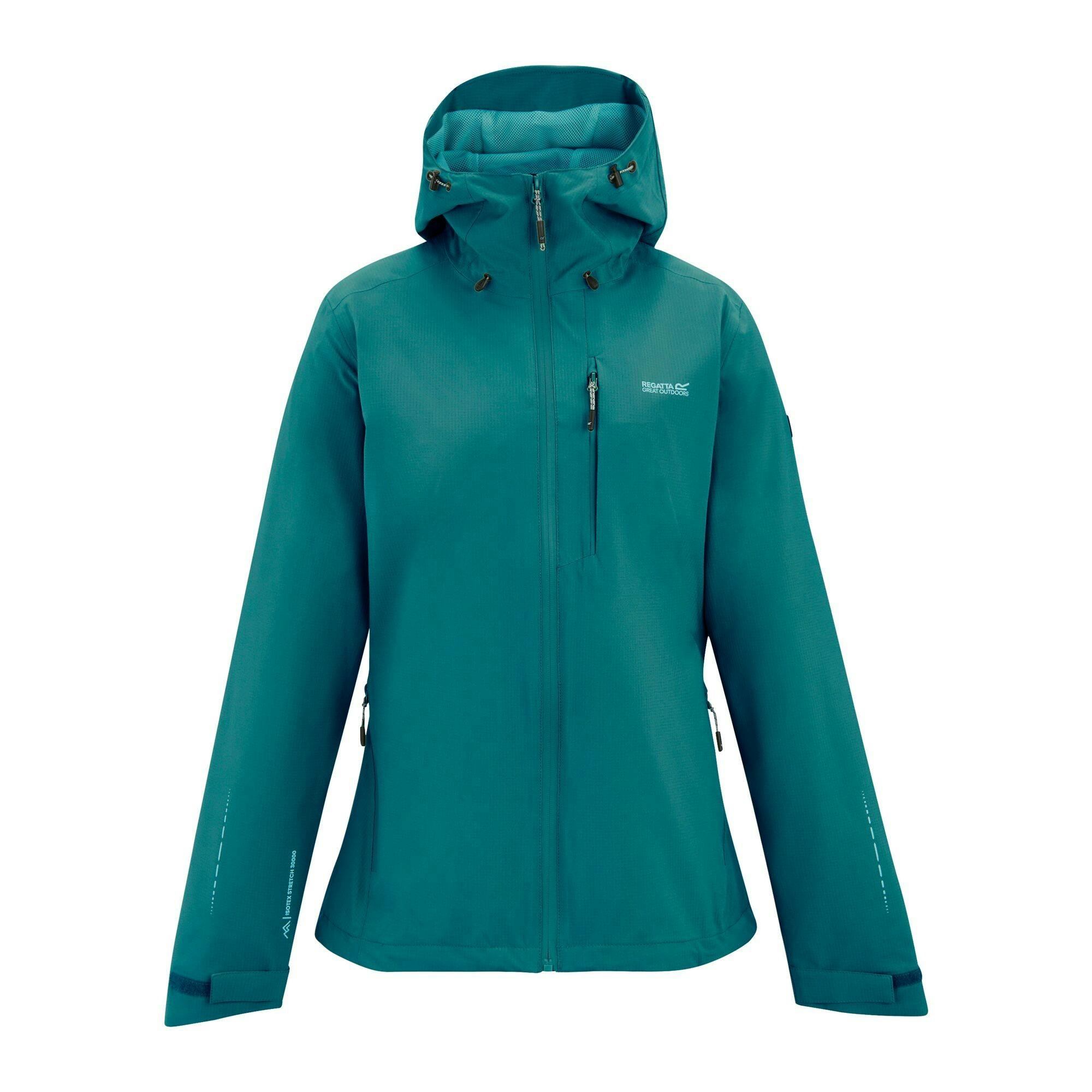 Regatta Women's Oklarna Waterproof Jacket - Mediterranea - 14 Uk - Mediterranea - 61% Polyester/39% Recycled Polyester