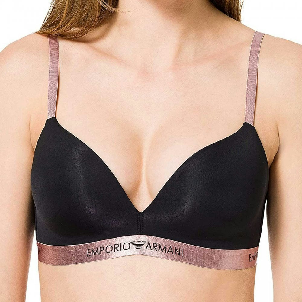 Emporio Armani Black Iconic Microfiber Padded Triangle Bra, - Xl