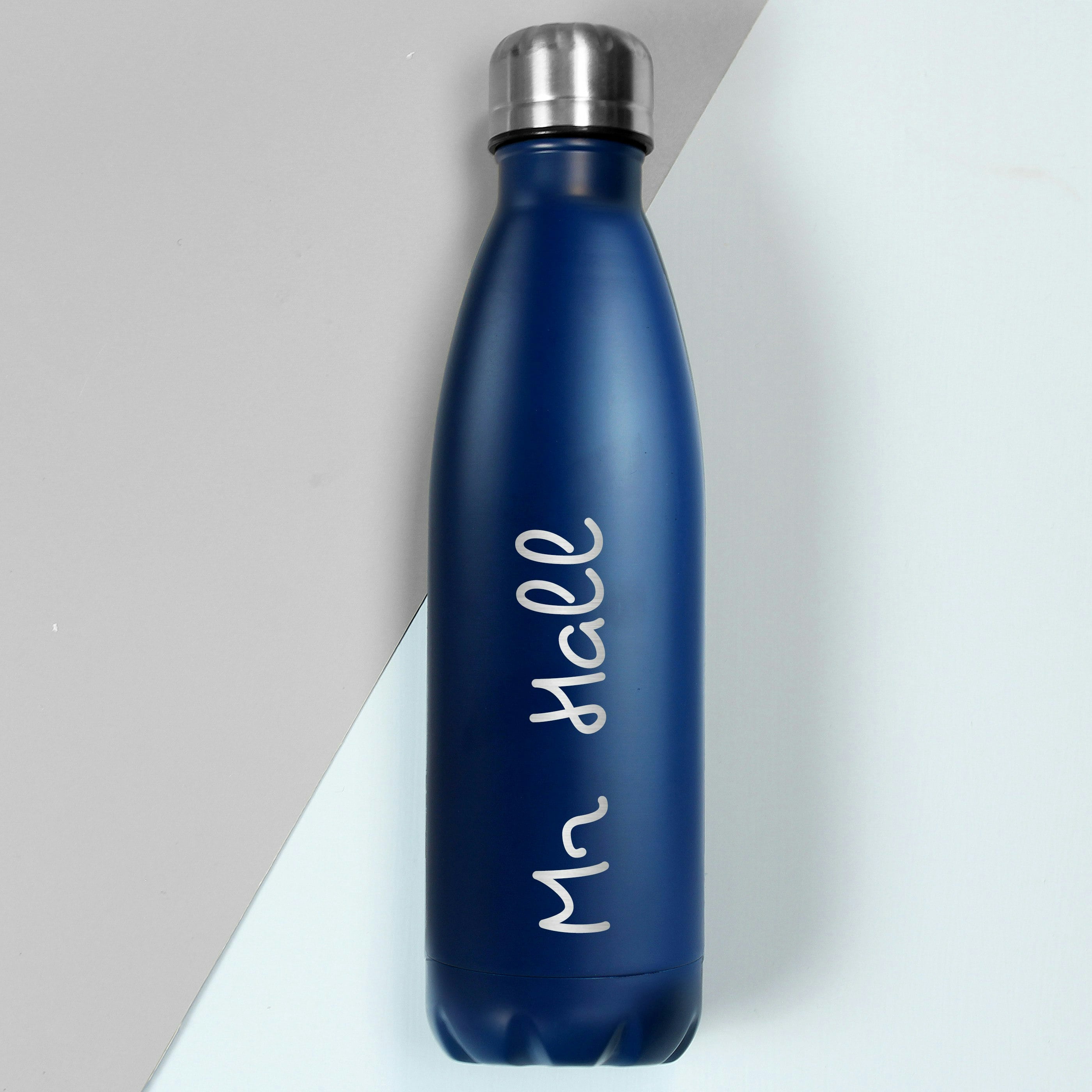 Personalised Memento Company Blue Personalised Name Only Metal Insulated Drinks Bottle