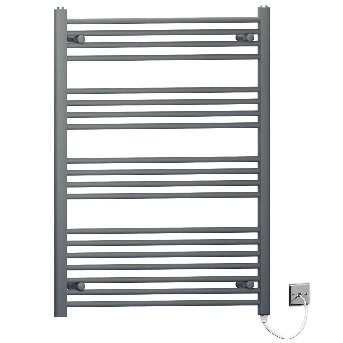 Myhomeware Anthracite/Grey 700 X 1000Mm Flat Electric Pre-Filled Heated Towel Rail Radiator For Bathroom Designer Standard Element