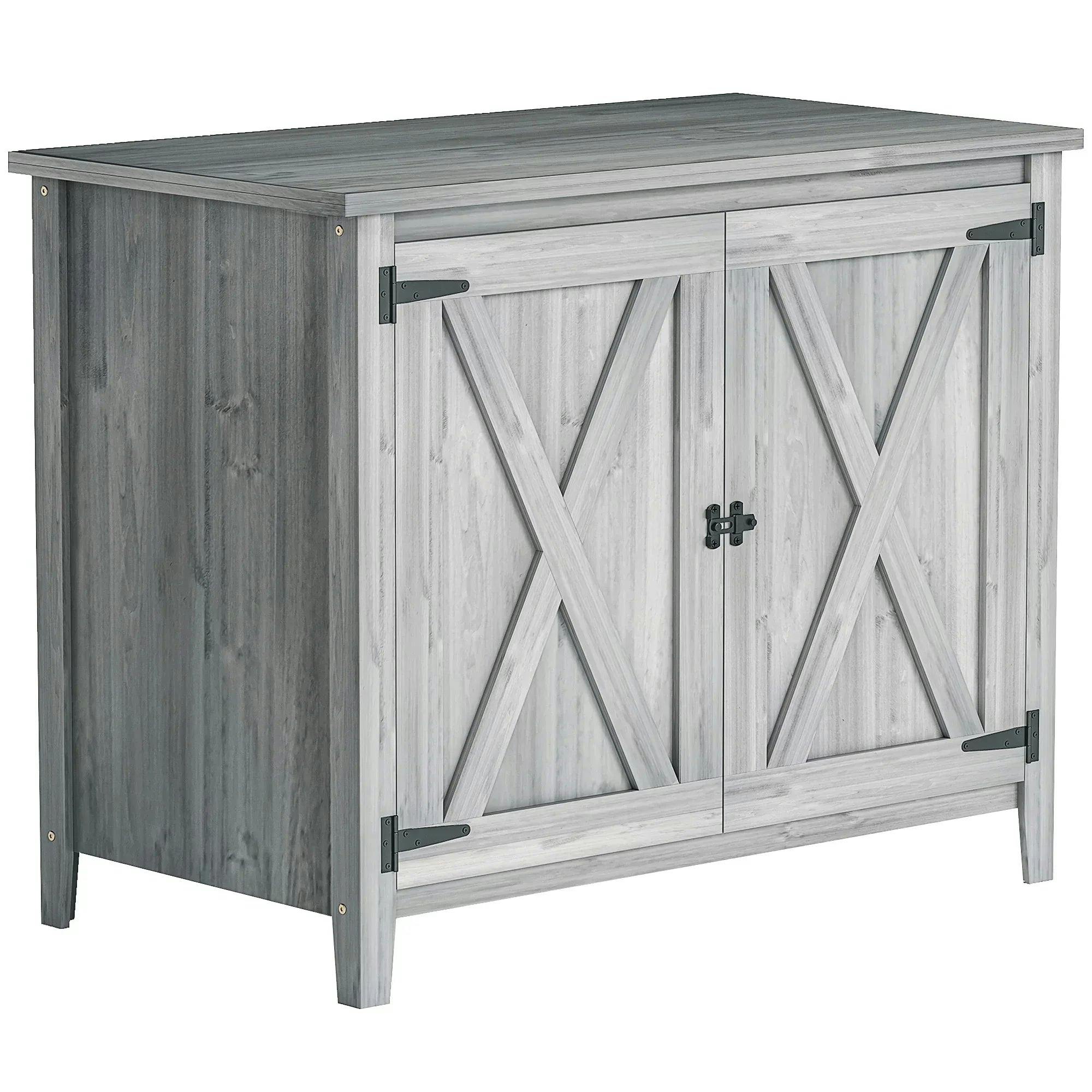 Rackhams Light/Grey Wooden Garden Shed Tool Cabinet 110 X 60 X 88.5 Cm, - Image 4