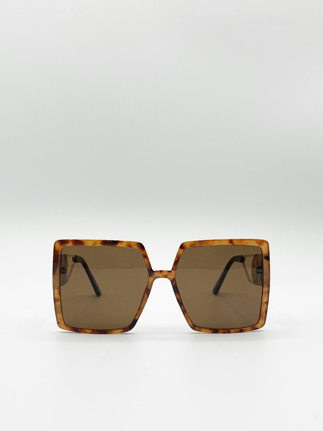Svnx Brown Oversized Square Sunglasses With Temple Frame Detail