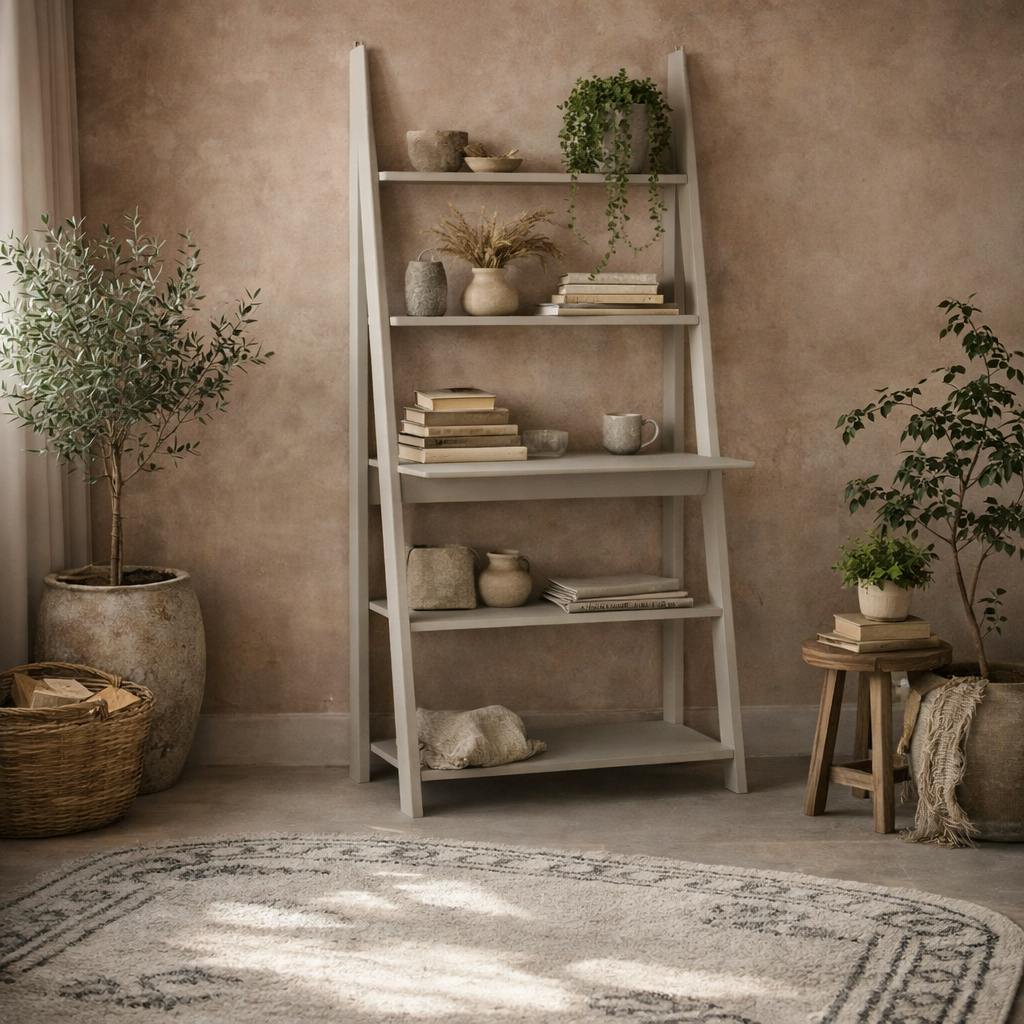 Rackhams Grey Athy Wooden Ladder Desk 5 Shelves
