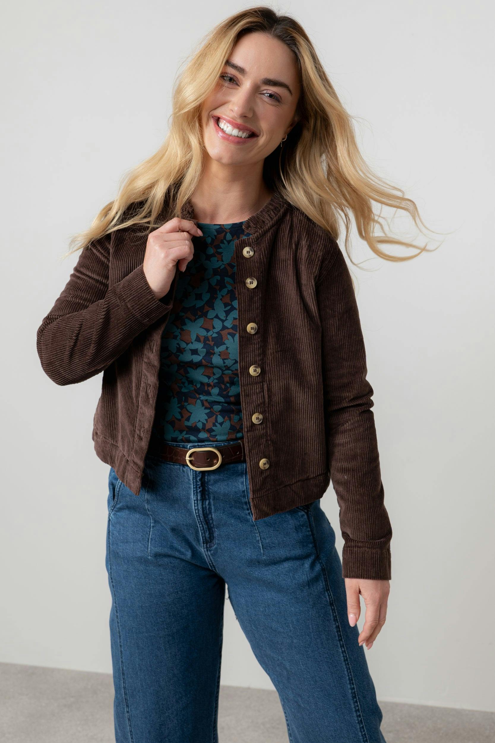Lily & Me Rene Stretch Jumbo Cord Jacket Chocolate - 20 - Chocolate