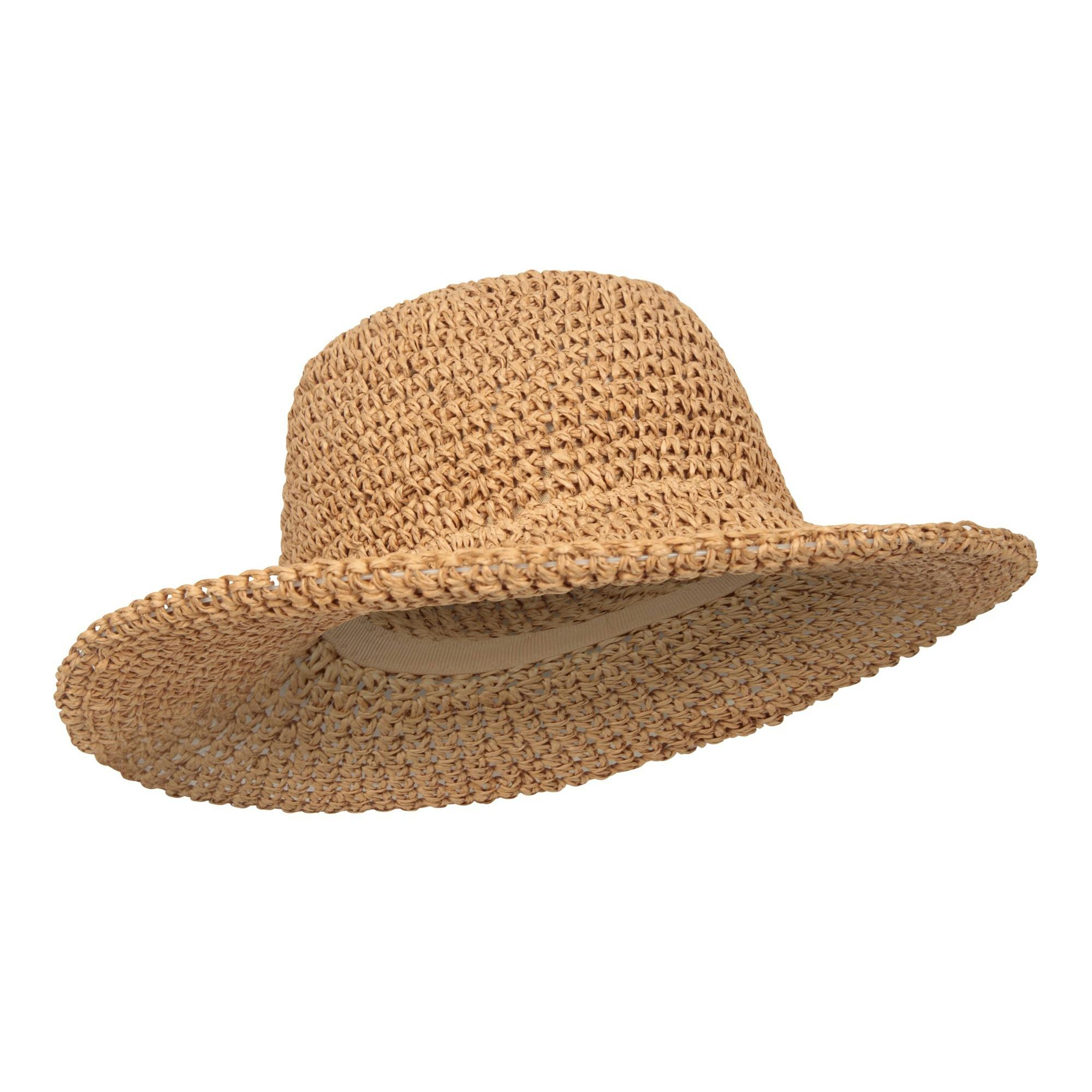 Mountain Warehouse Women's Dark/Beige Straw Packable Sun Hat - One Size - 100% Mixed